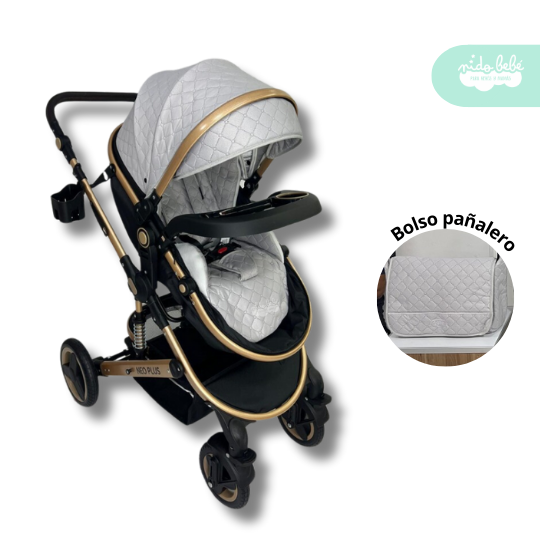 COCHE CUNA MOISES CON BOLSO PAÑALERO NEO PLUS NEGRO - 3