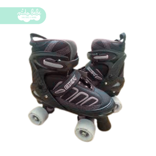PATIN 4 RUEDAS DE NIÑO TALLA S 30 – 33 NEGRO CON BLANCO - 1