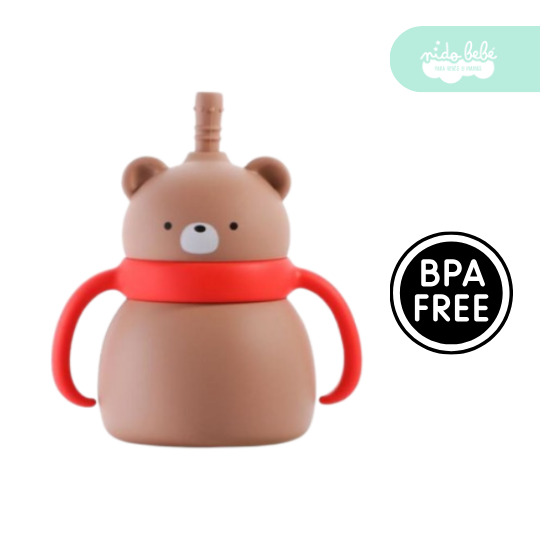VASITO DE SILICONA PARA BEBÉ ANTIDERRAME MODELO OSITO - 1