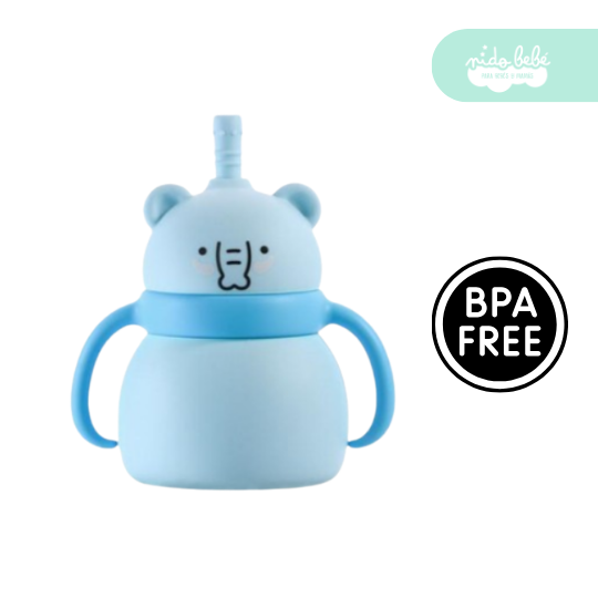 VASITO DE SILICONA PARA BEBÉ ANTIDERRAME MODELO OSITO - 2