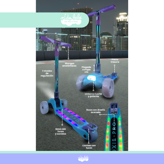 SCOOTER PARA NIÑA BASE CON LUCES Y SONIDOS - 1