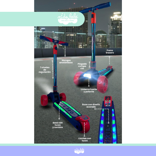 SCOOTER PARA NIÑA BASE CON LUCES Y SONIDOS - 2