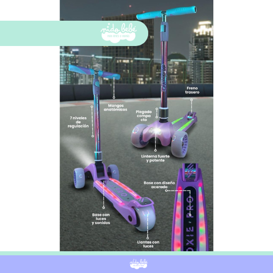 SCOOTER PARA NIÑA BASE CON LUCES Y SONIDOS - 4