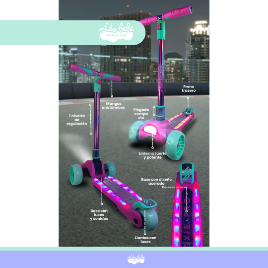 SCOOTER PARA NIÑA BASE CON LUCES Y SONIDOS - 5
