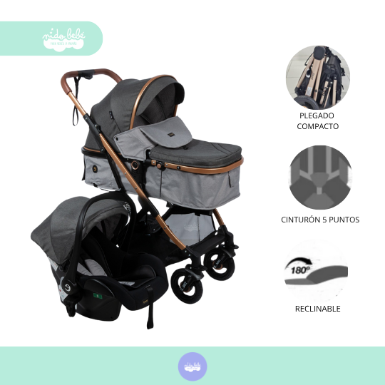 COCHE MOISES CON PORTA BEBÉ DE LUJO BIMBA PREIUM - 2