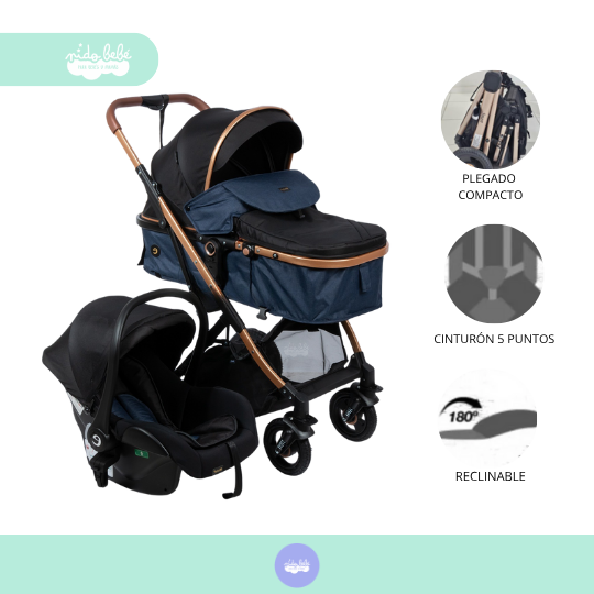 COCHE MOISES CON PORTA BEBÉ DE LUJO BIMBA PREIUM - 4