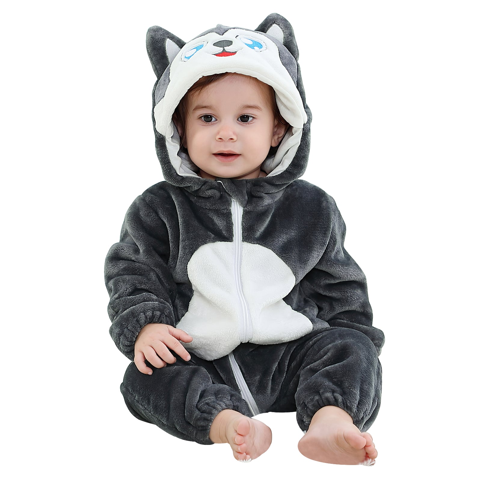 DISFRAZ UNISEX MICHLEY GRIS ONESIE BEBÉ ANTIALERGICO LOBITO - 1