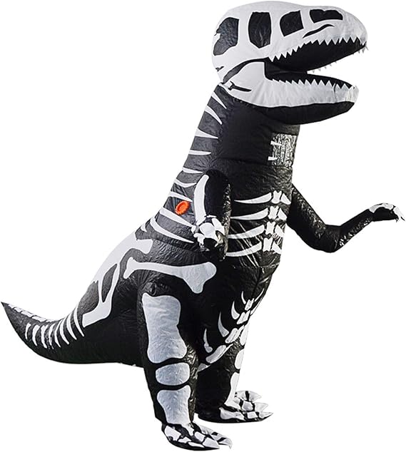 DISFRAZ INFLABLE HALLOWEEN T-REX NEGRO HUESOS - JMP - 1