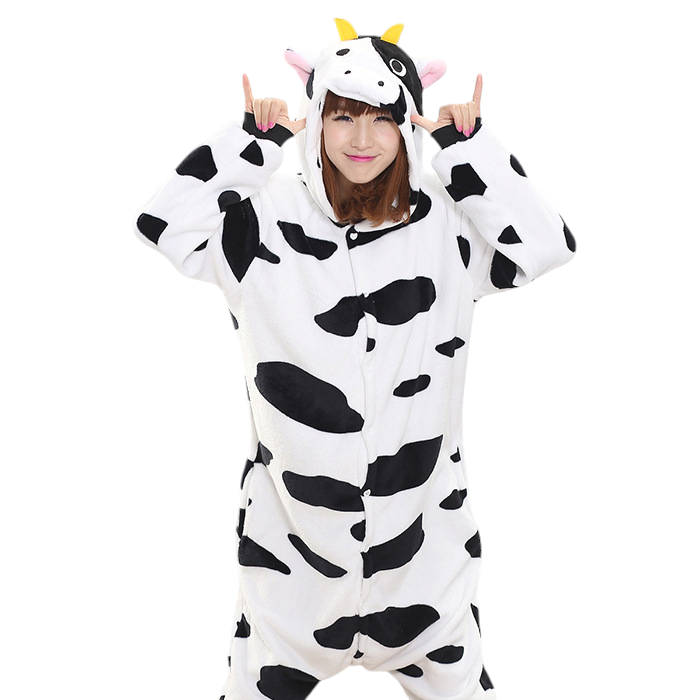 DISFRAZ UNISEX NEGRO ONESIE PIJAMA VACA ANTIALERGICA JMP - 1