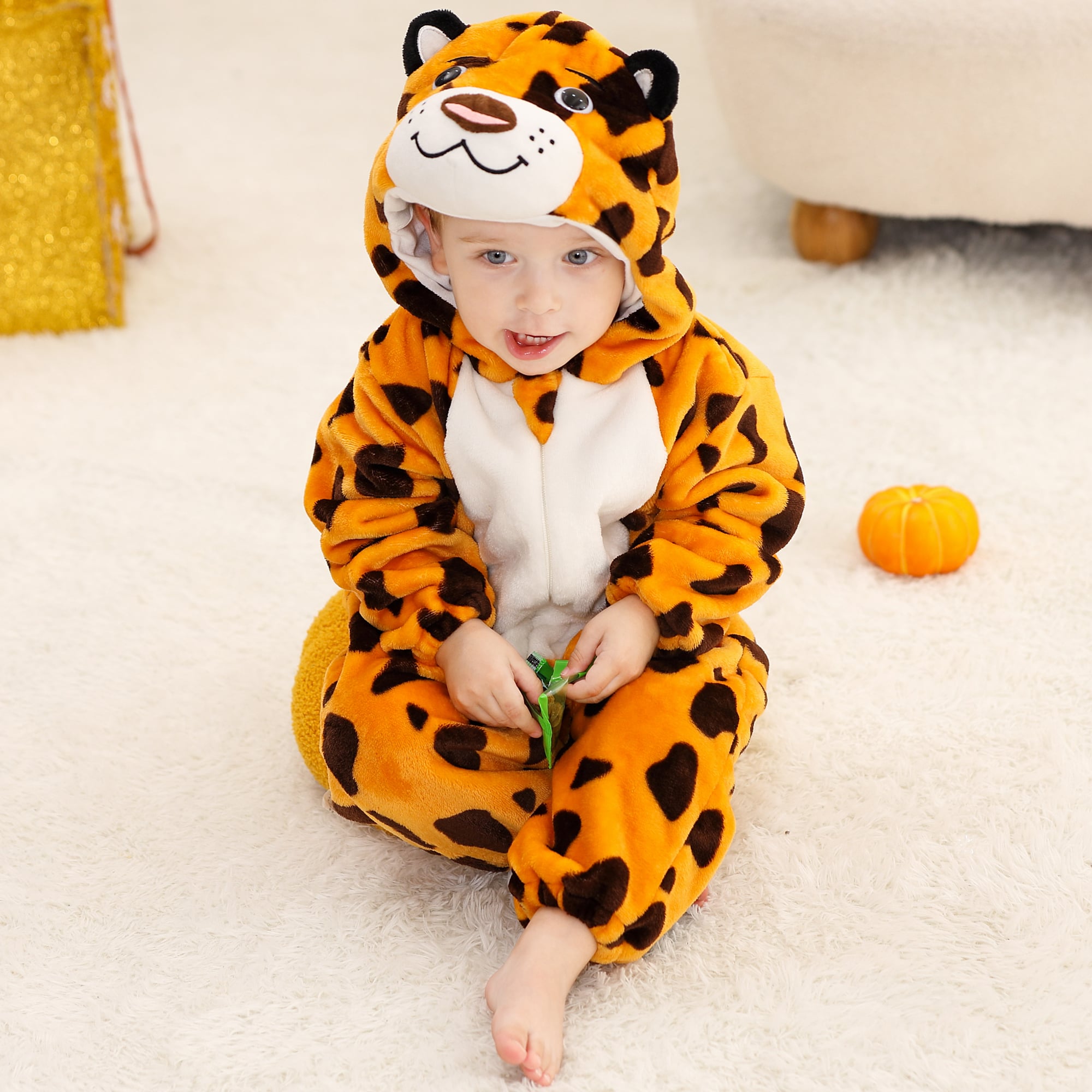 PIJAMA HIPOALERGENICO PARA BEBE LEOPARDO NARANJA - MICHLEY - 2