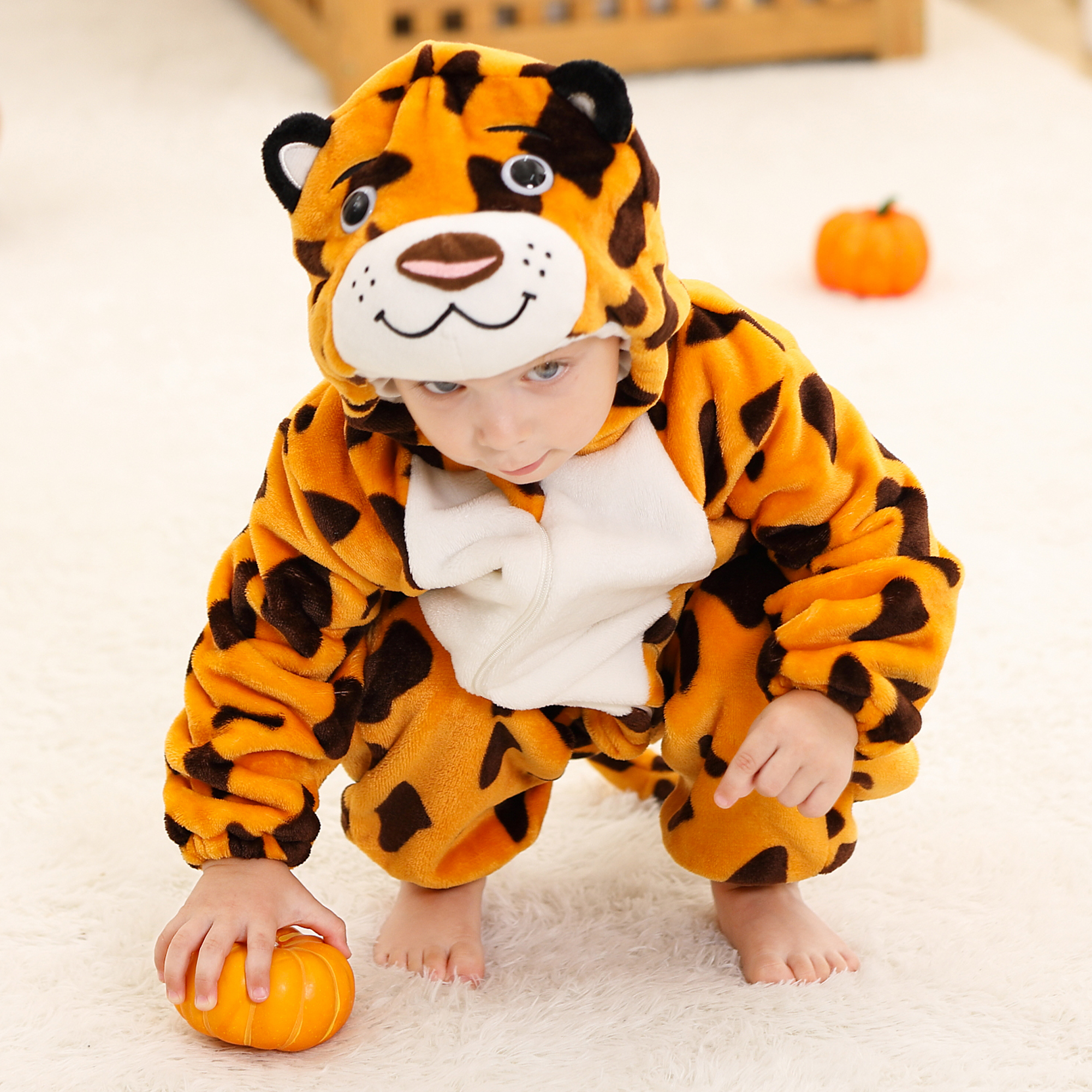 PIJAMA HIPOALERGENICO PARA BEBE LEOPARDO NARANJA - MICHLEY - 3