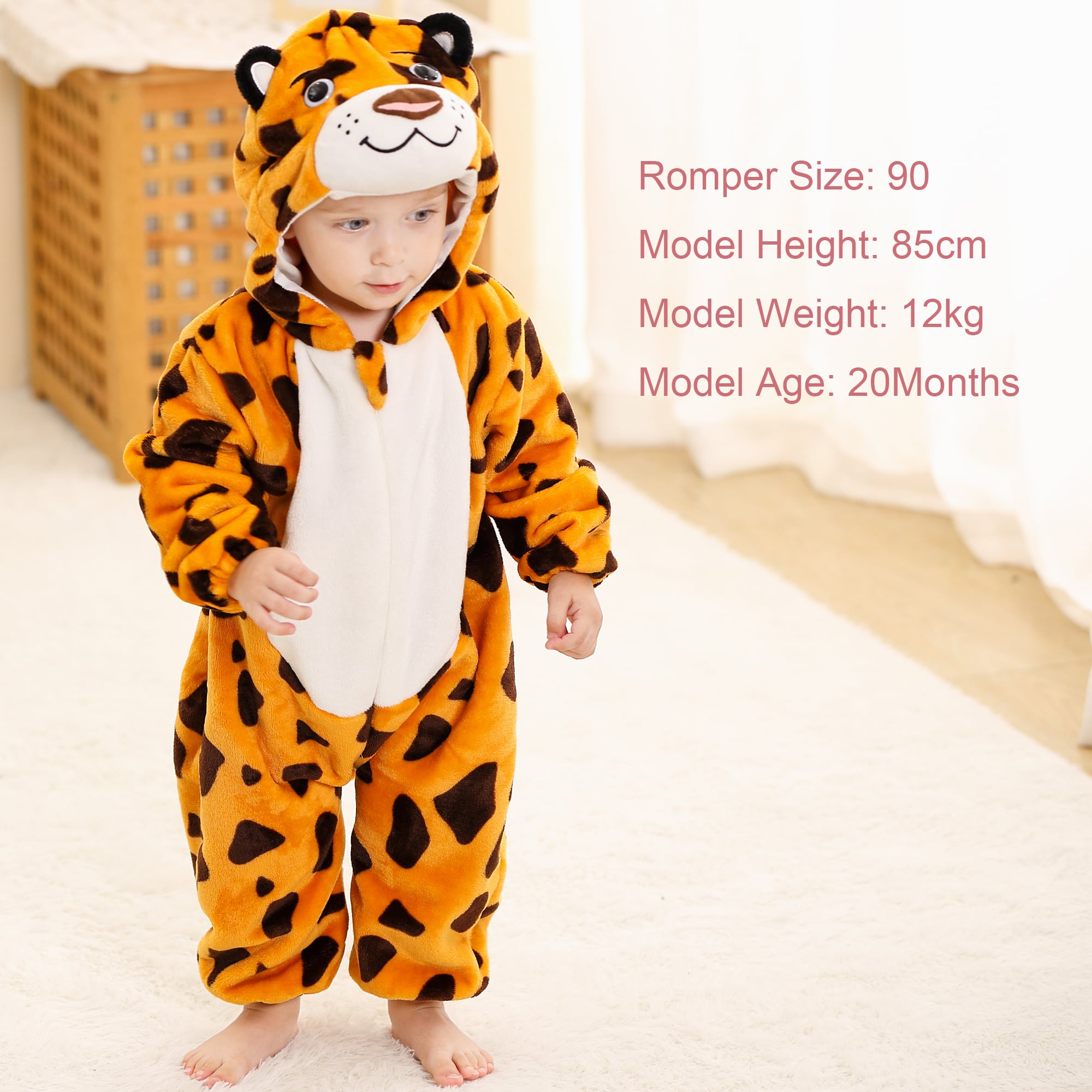 PIJAMA HIPOALERGENICO PARA BEBE LEOPARDO NARANJA - MICHLEY - 4