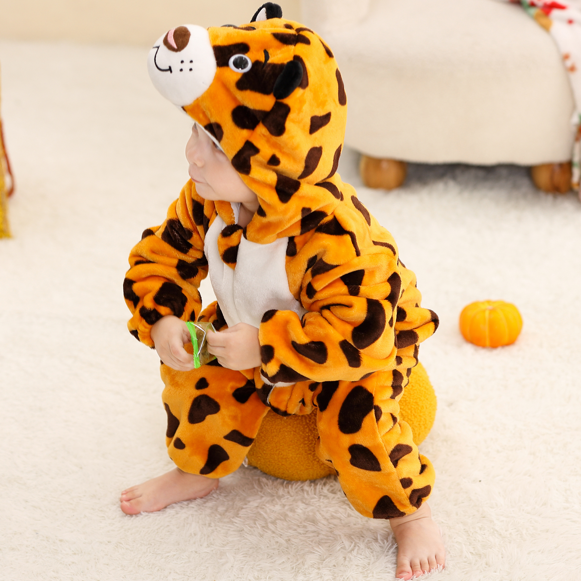 PIJAMA HIPOALERGENICO PARA BEBE LEOPARDO NARANJA - MICHLEY - 5