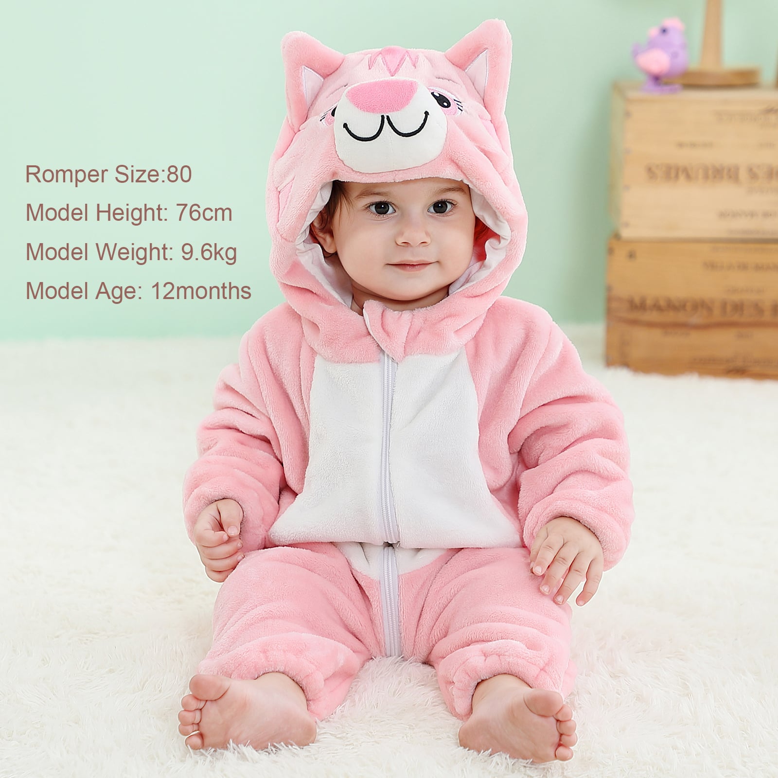 PIJAMA HIPOALERGENICO PARA BEBE GATITA ROSA - MICHLEY - 3
