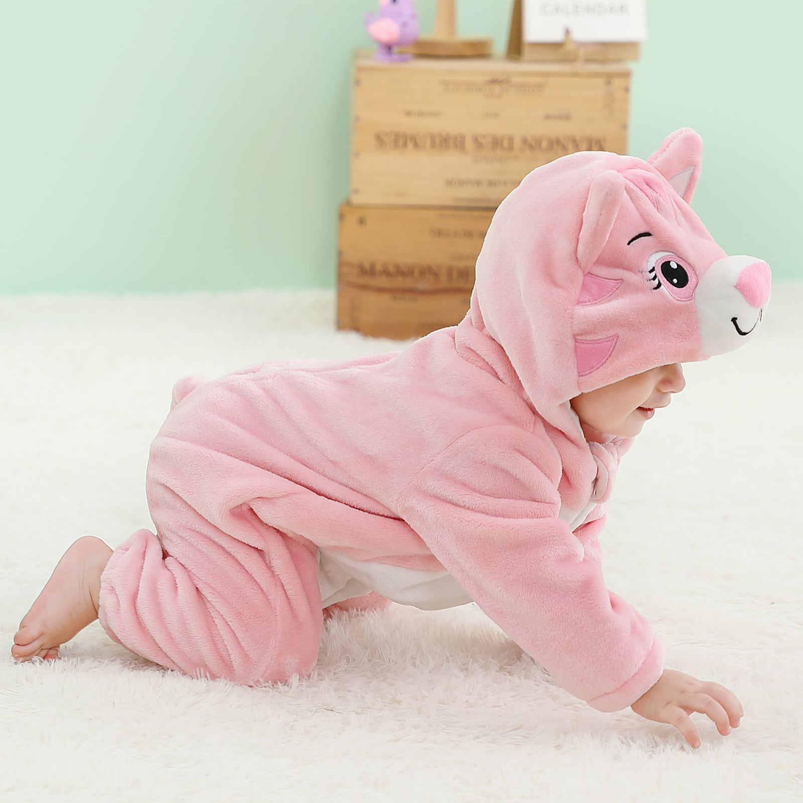 PIJAMA HIPOALERGENICO PARA BEBE GATITA ROSA - MICHLEY - 6