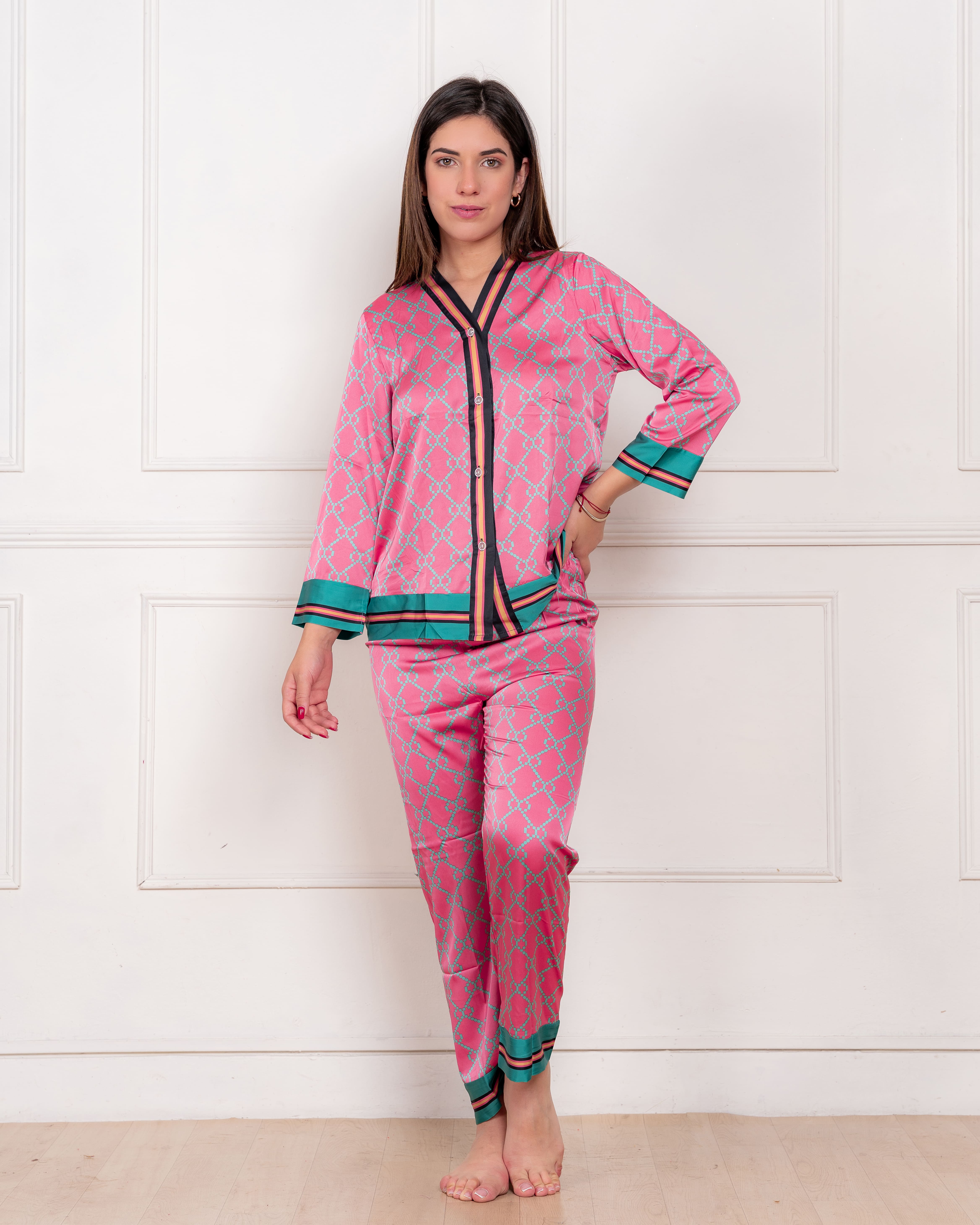PIJAMA SATIN MUJER EXCLUSIVO CHICLE - 2