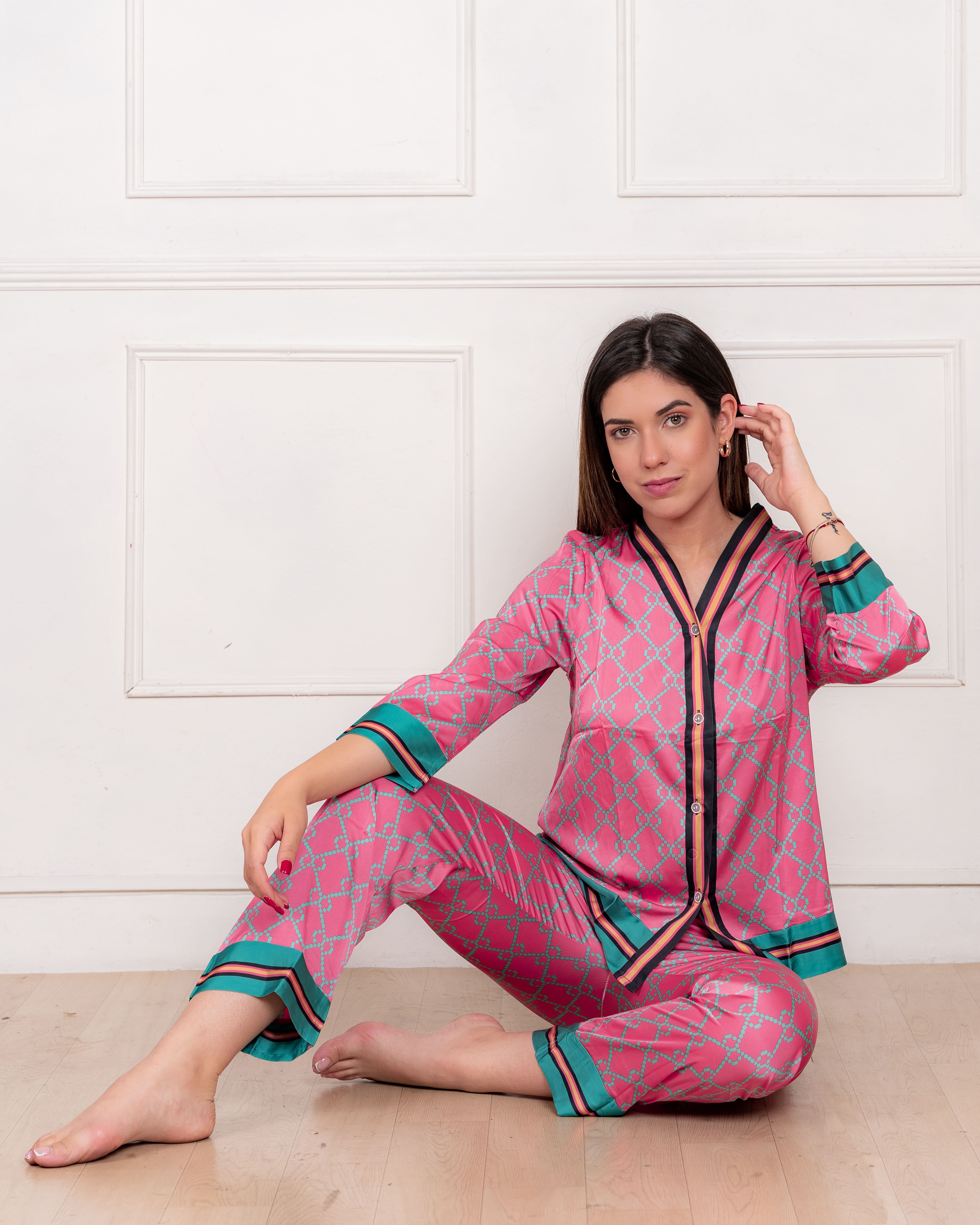 PIJAMA SATIN MUJER EXCLUSIVO CHICLE - 5