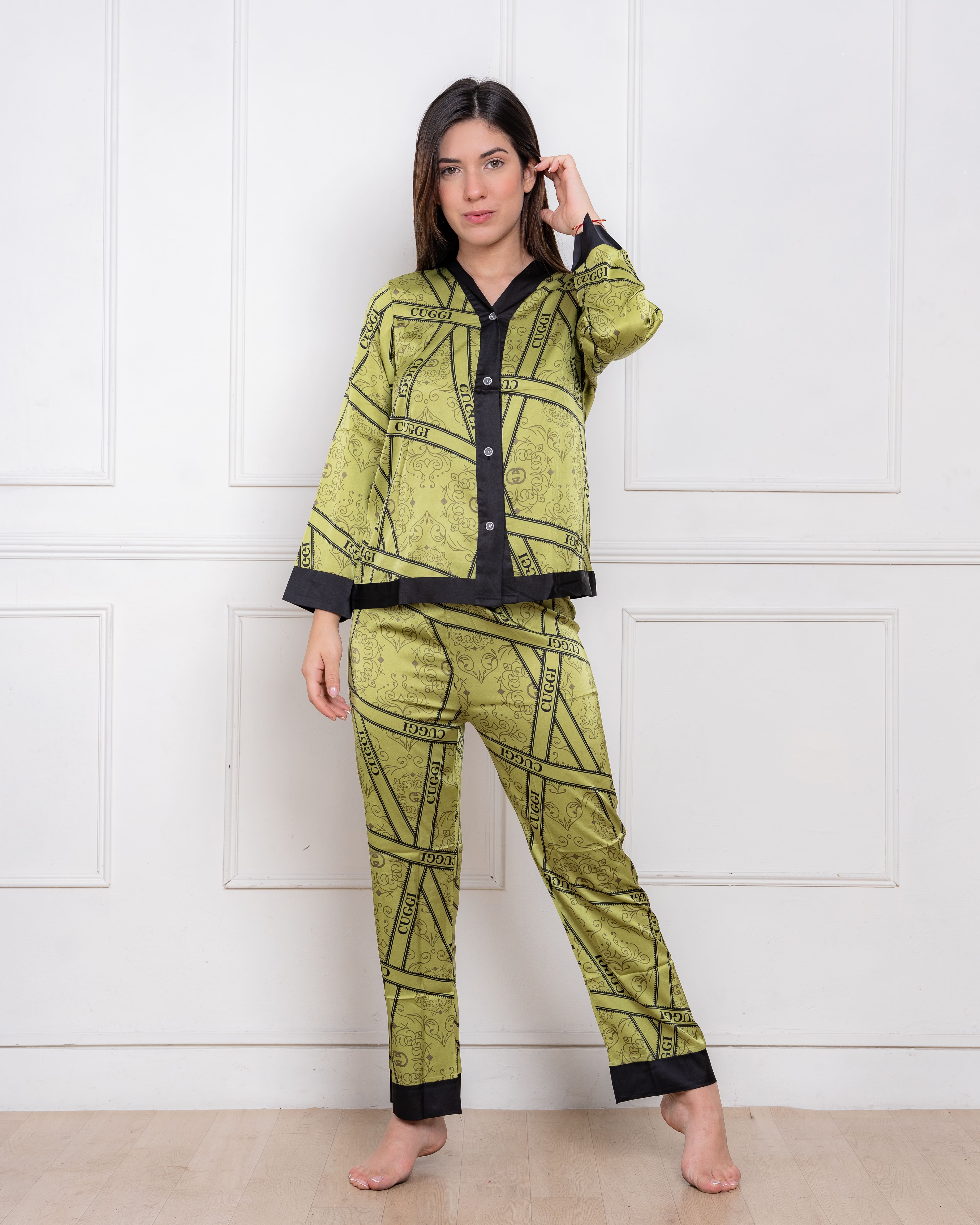 PIJAMA SATIN MUJER EXCLUSIVO GUCI VERDE - 2