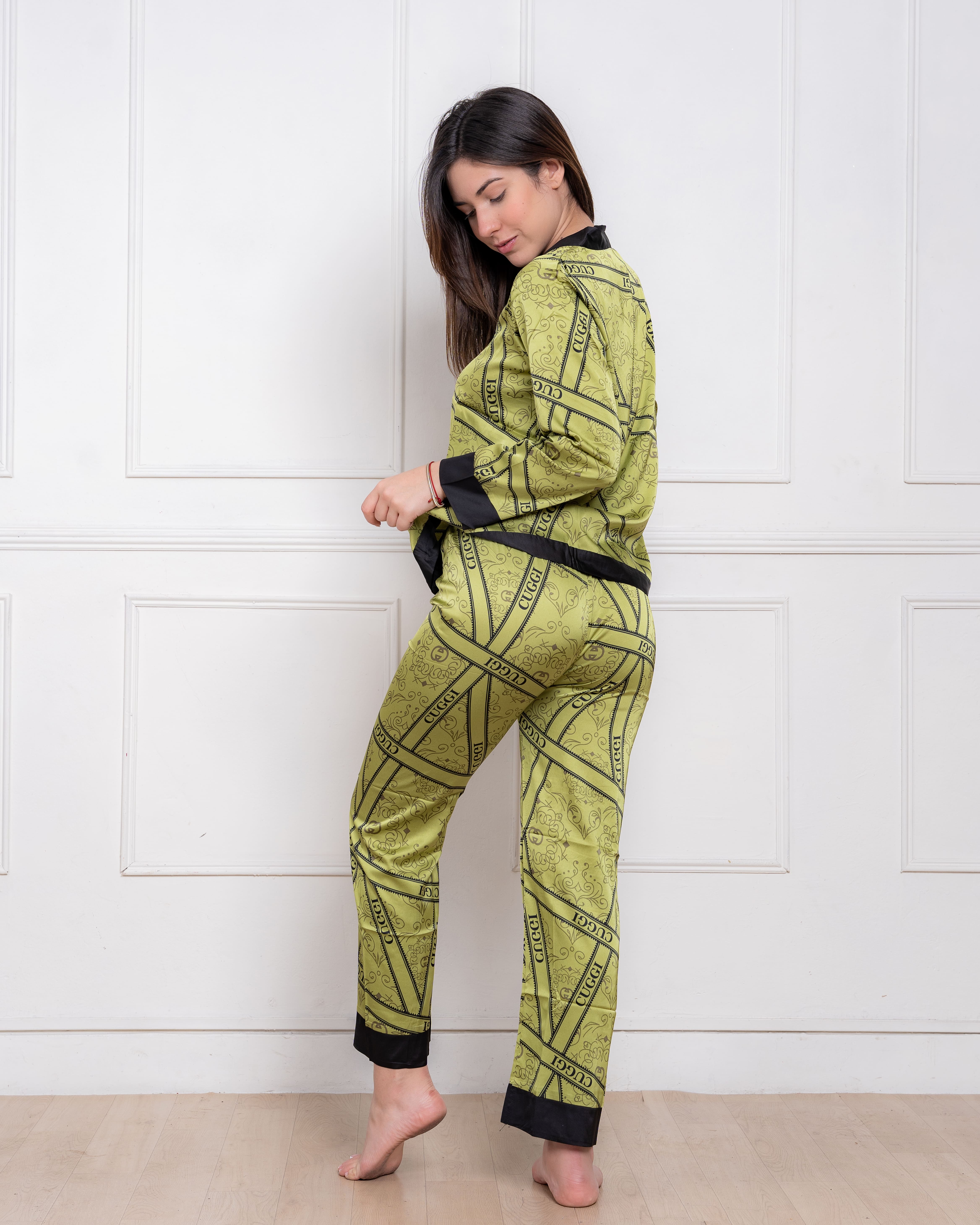 PIJAMA SATIN MUJER EXCLUSIVO GUCI VERDE - 4