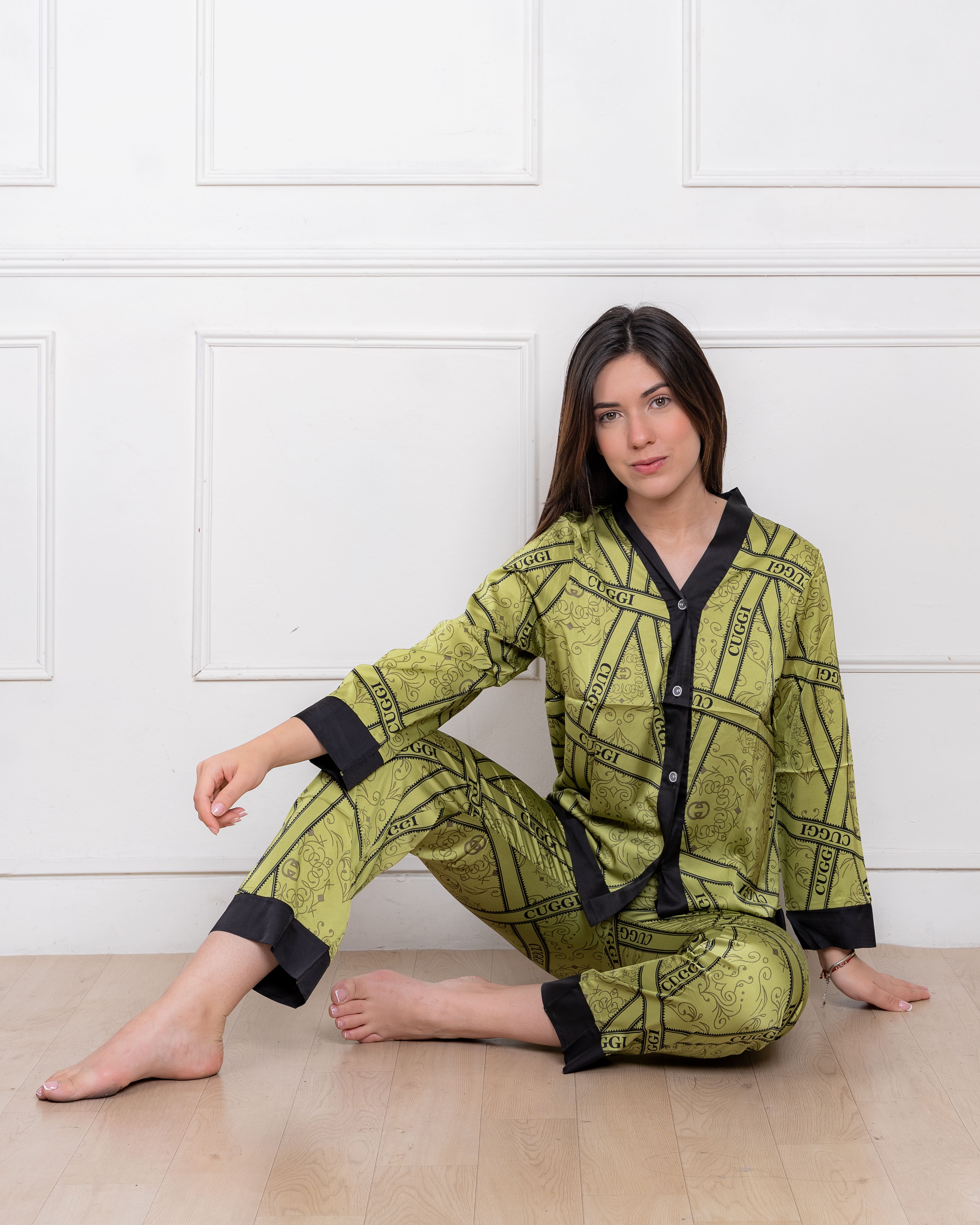PIJAMA SATIN MUJER EXCLUSIVO GUCI VERDE - 5