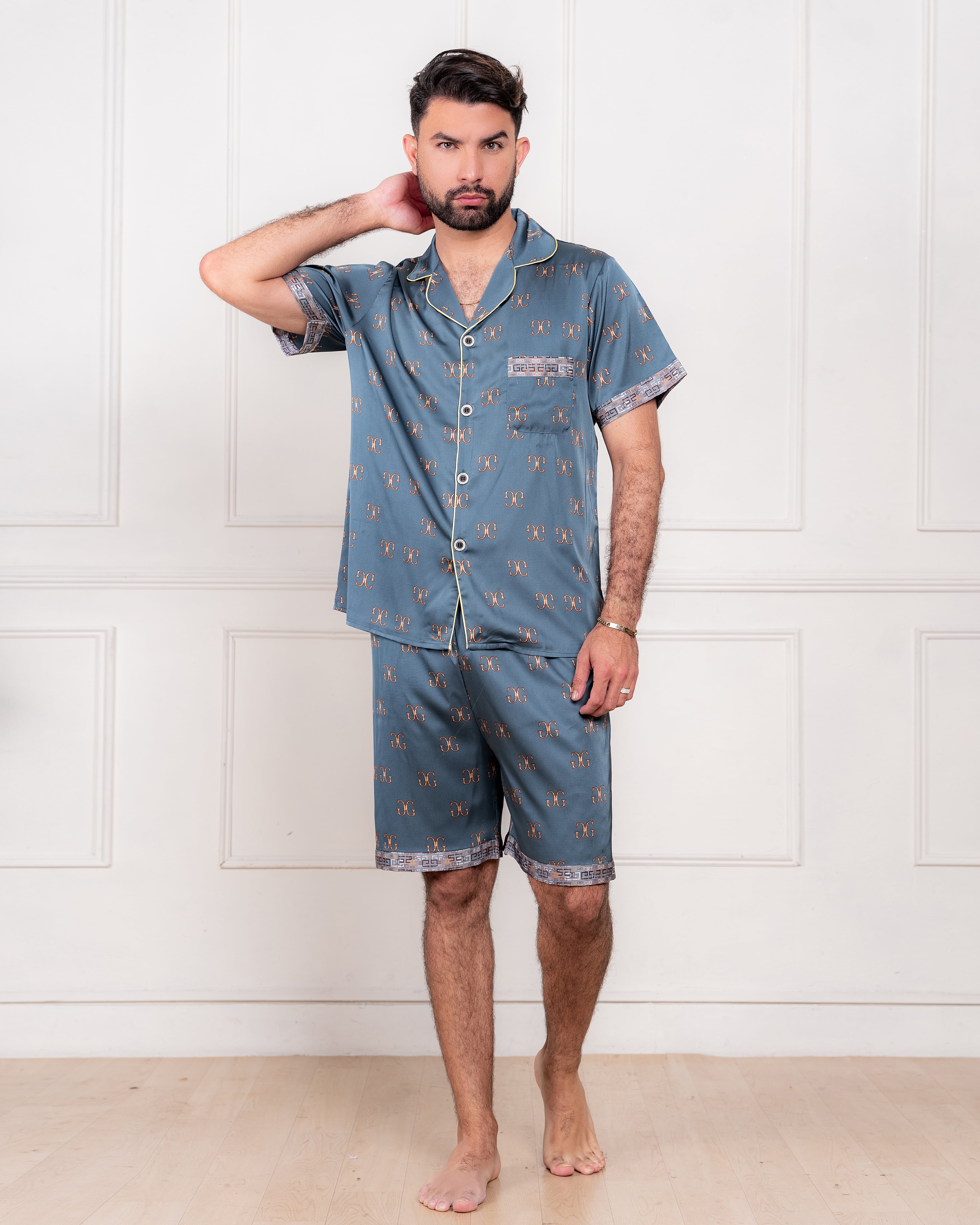 PIJAMA SATIN HOMBRE EXCLUSIVO VERDE 3 PIEZAS - 1