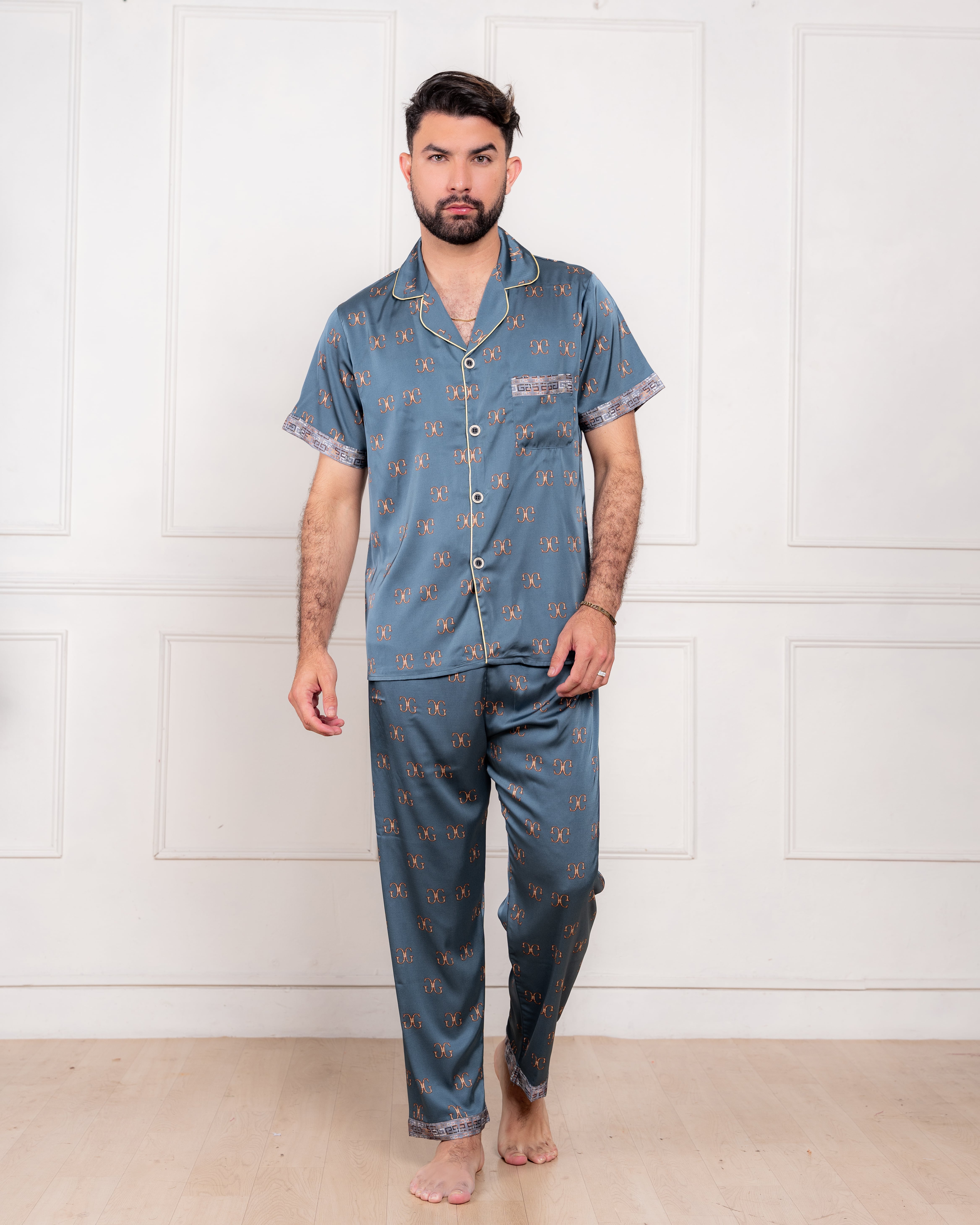 PIJAMA SATIN HOMBRE EXCLUSIVO VERDE 3 PIEZAS - 2