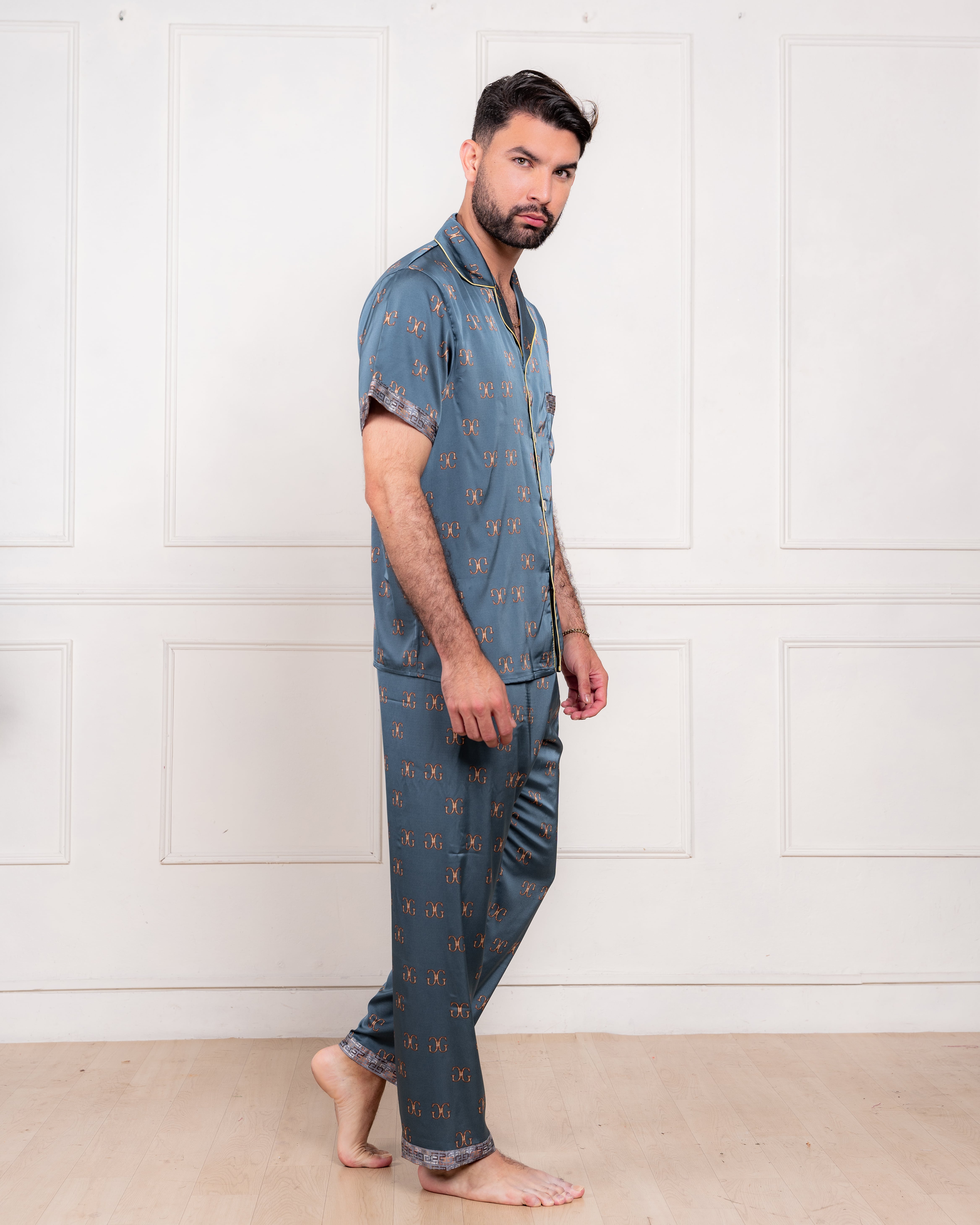 PIJAMA SATIN HOMBRE EXCLUSIVO VERDE 3 PIEZAS - 3