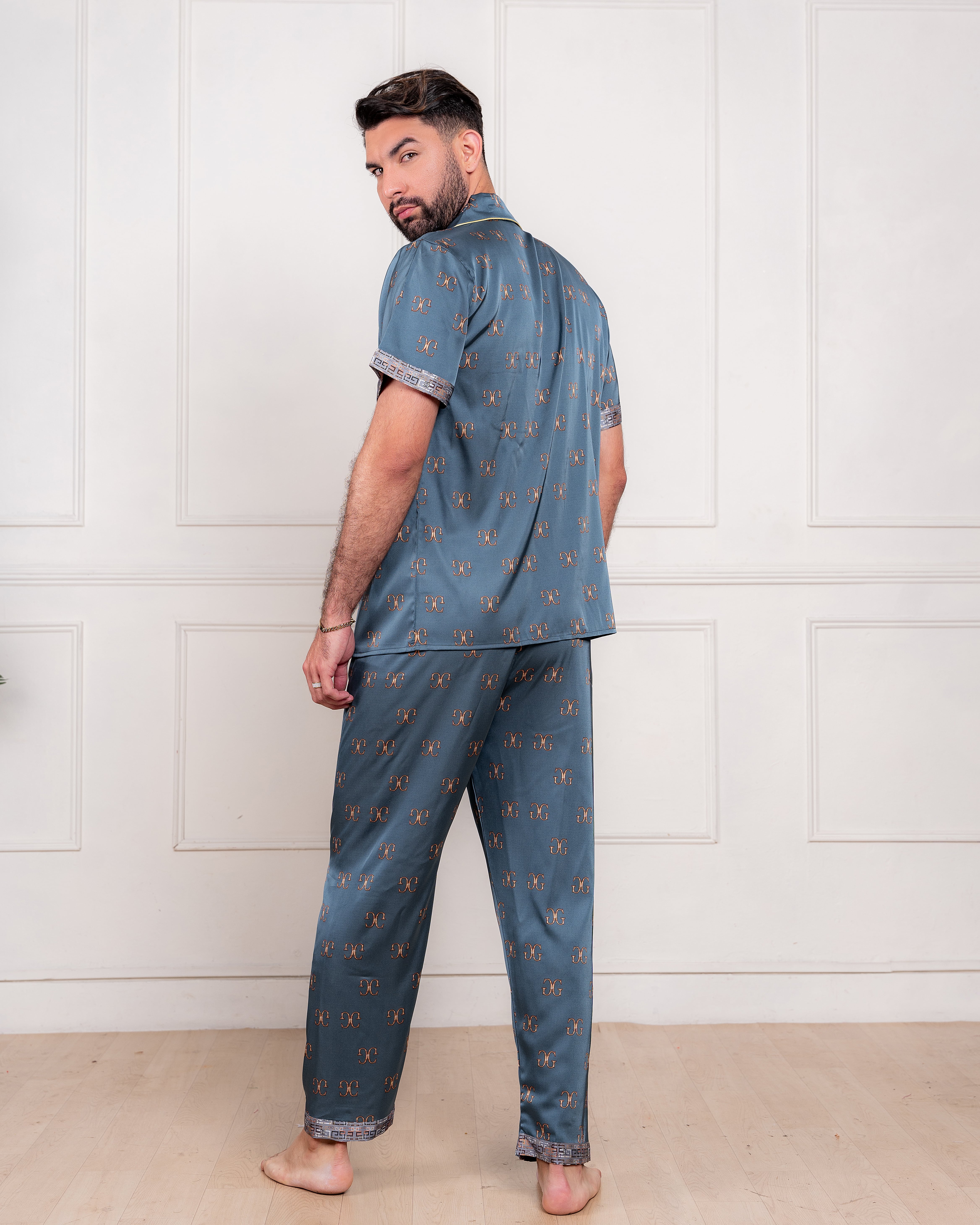 PIJAMA SATIN HOMBRE EXCLUSIVO VERDE 3 PIEZAS - 4