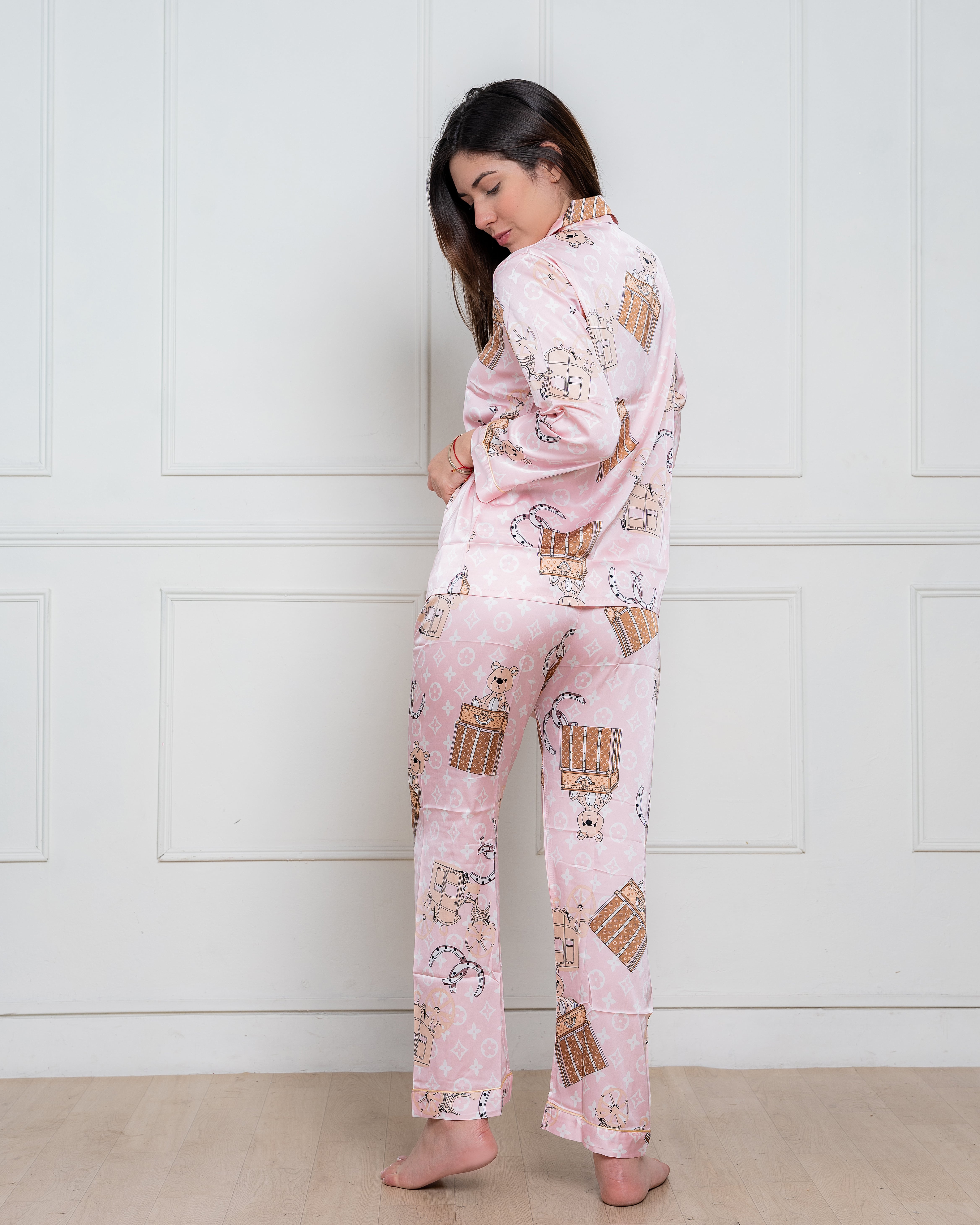 PIJAMA  SATIN MUJER EXCLUSIVO  LV ROSA - 4