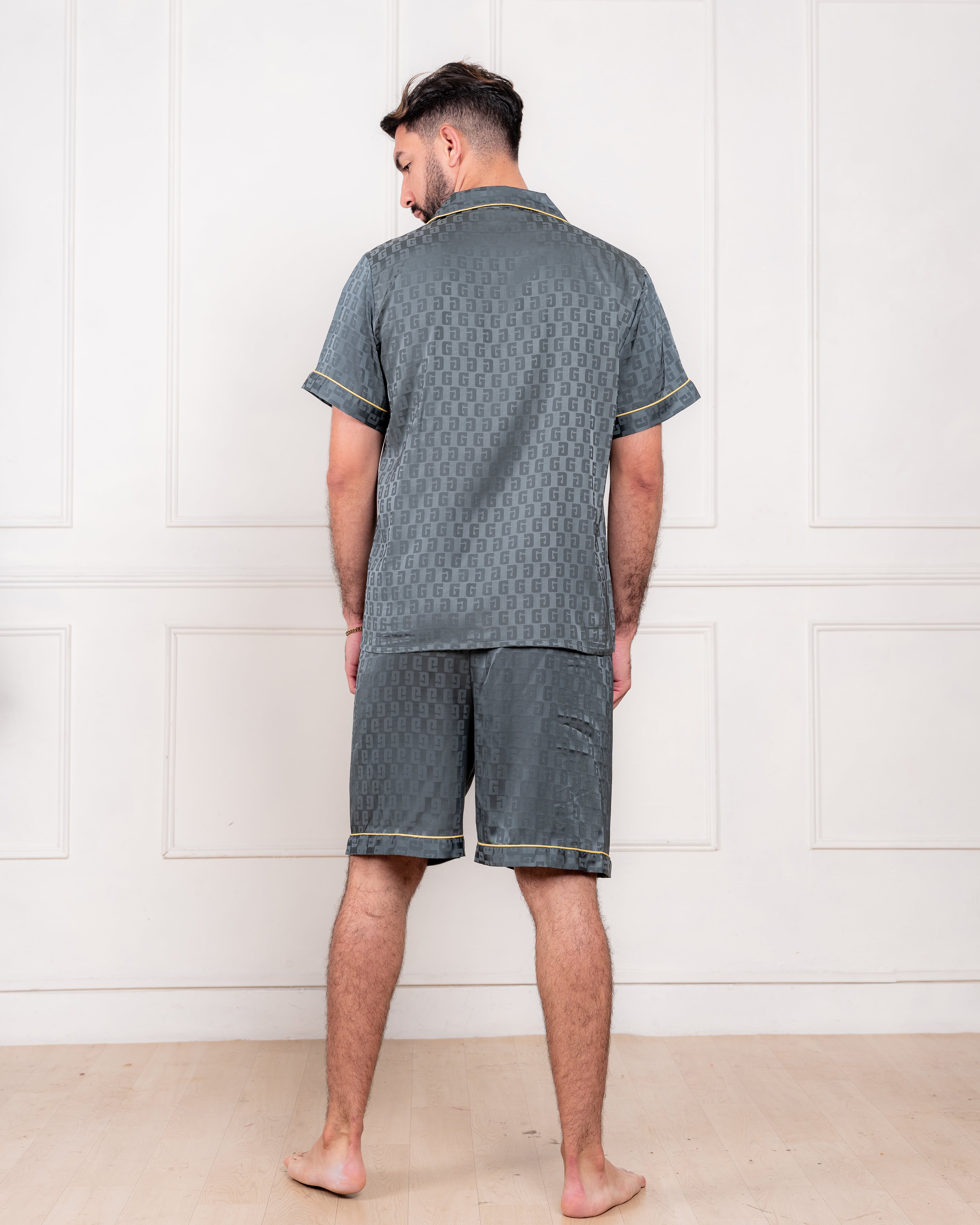 PIJAMA SATIN HOMBRE EXCLUSIVO OLIVO 3 PIEZAS - 5