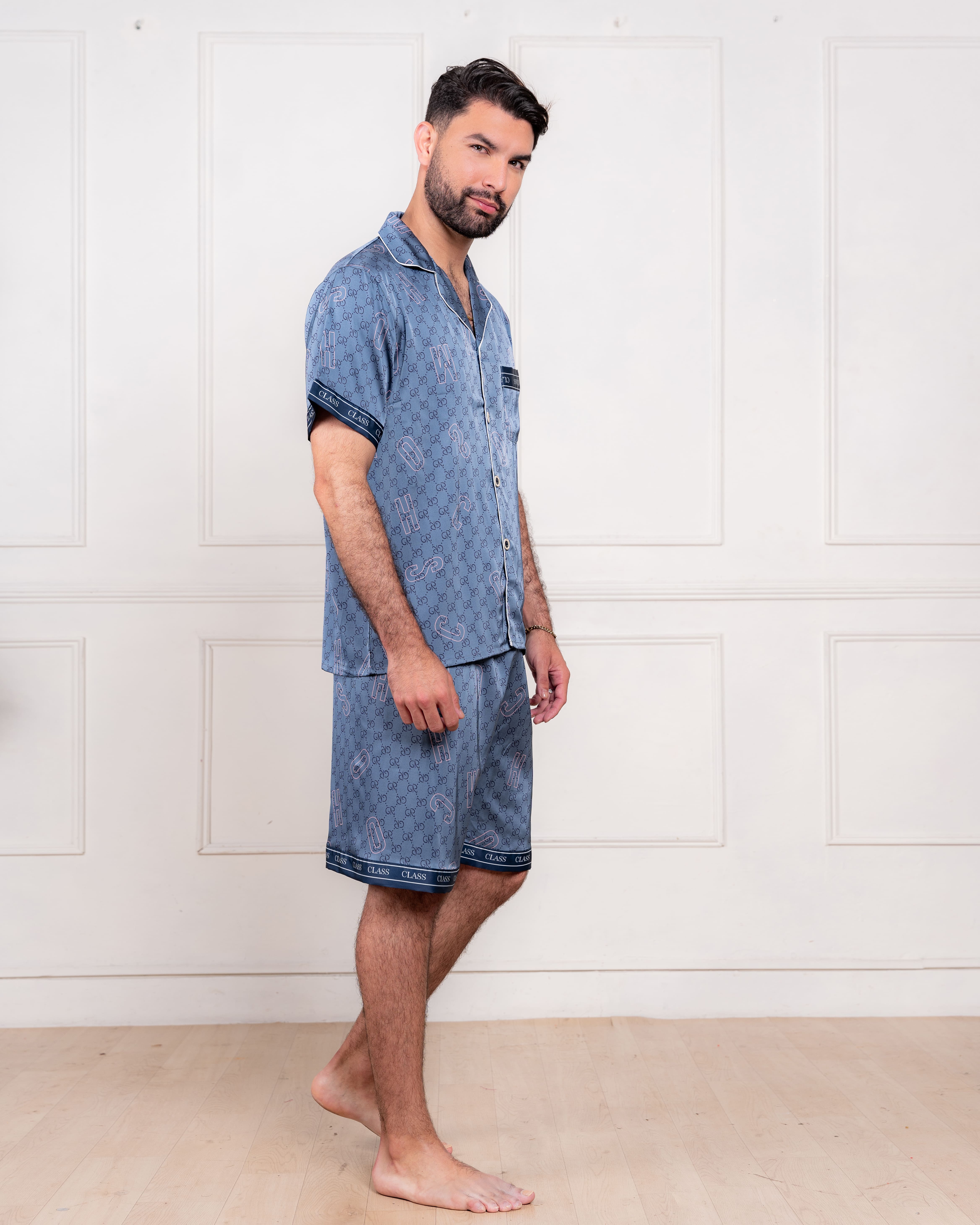 PIJAMA SATIN HOMBRE EXCLUSIVO ACERO 3 PIEZAS - 3
