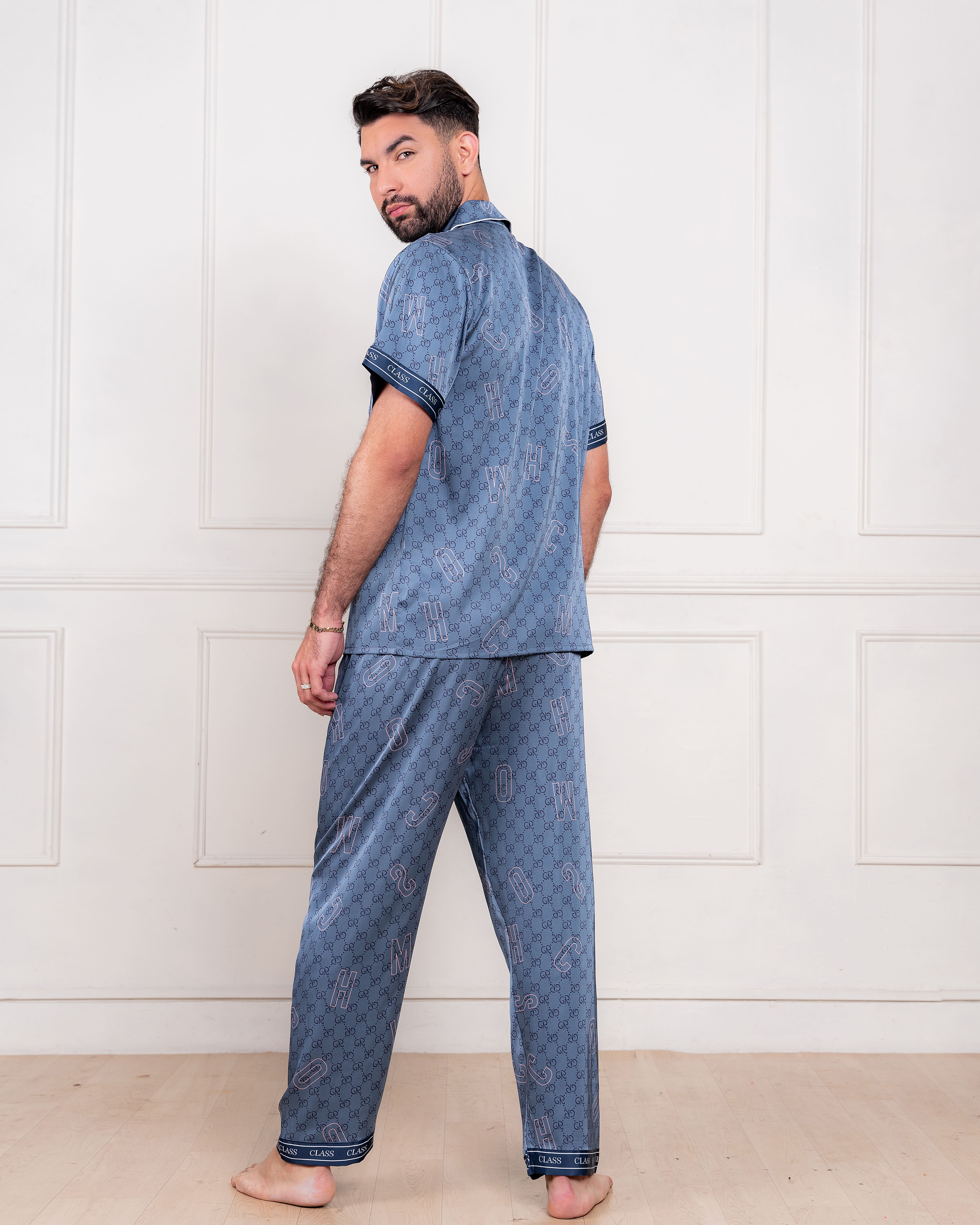 PIJAMA SATIN HOMBRE EXCLUSIVO ACERO 3 PIEZAS - 5