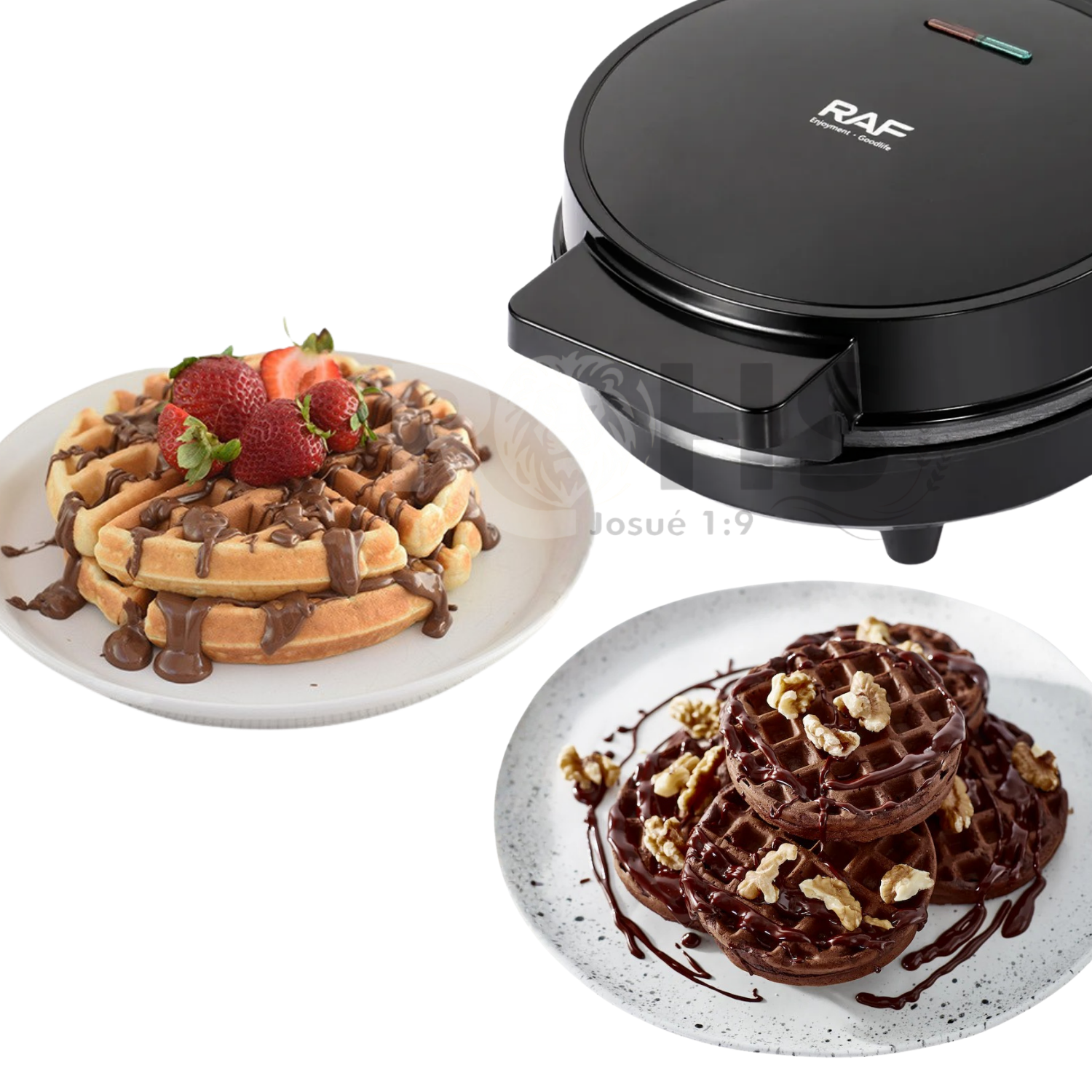 WAFFLERA ELÉCTRICA RAF 1000W ANTIADHERENTE CON PLACA DE 4 SECCIONES - 1