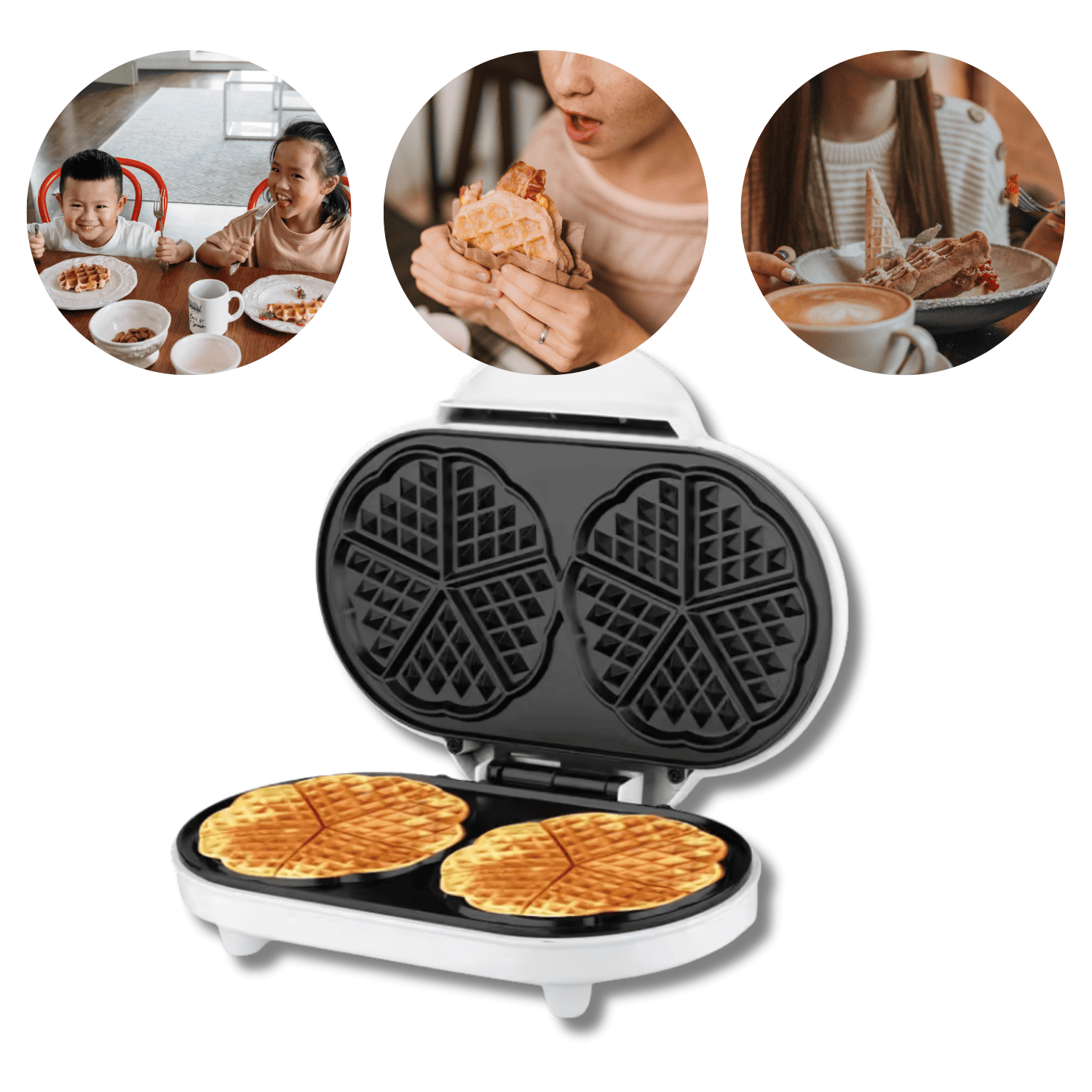 WAFFLERA ELÉCTRICA RAF 1200W DOBLE ANTIADHERENTE PARA 2 WAFFLES SIMULTÁNEOS - 4