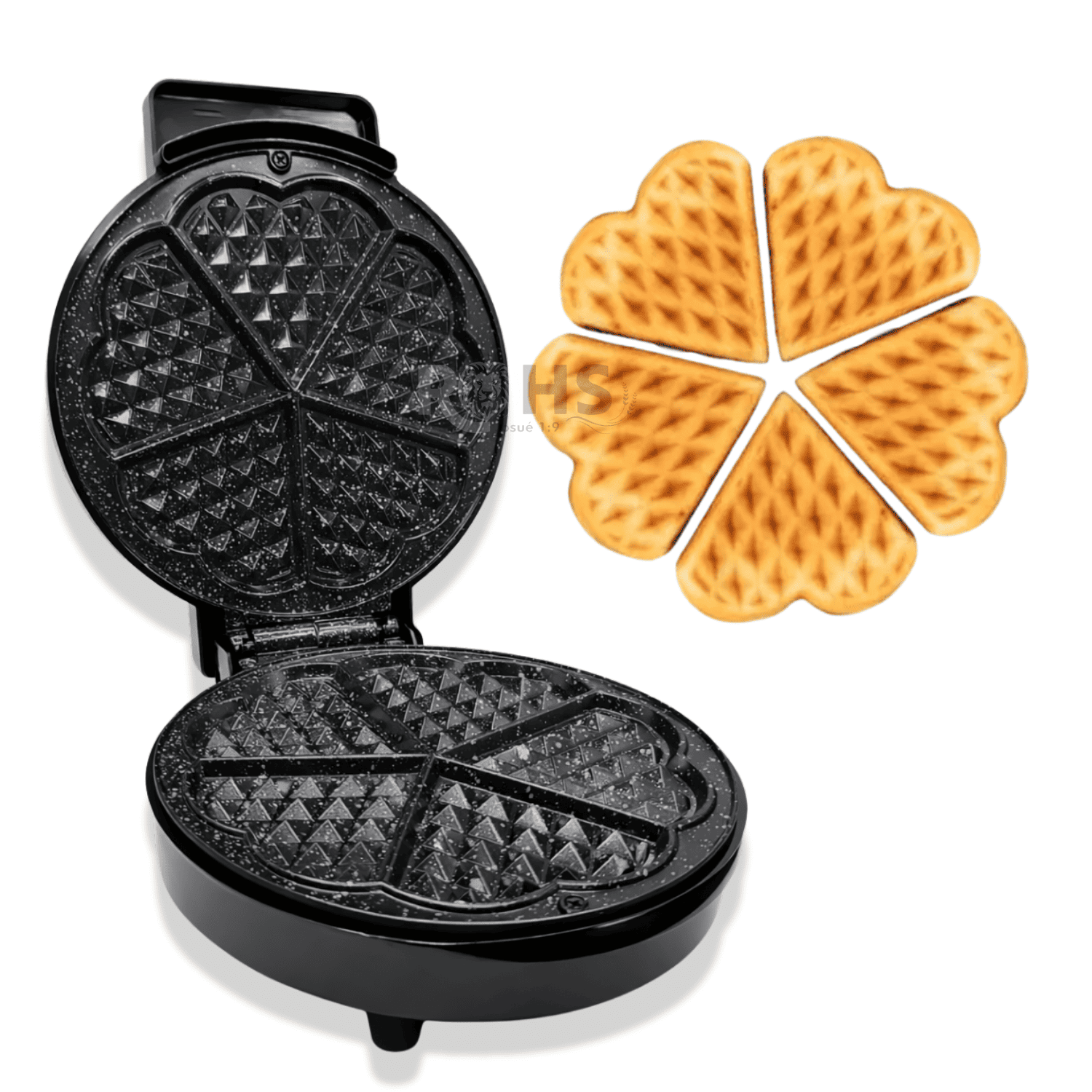 WAFFLERA ELÉCTRICA BOMA 1000W ANTIADHERENTE CON DISEÑO DE CORAZÓN 5 SECCIONES - 1