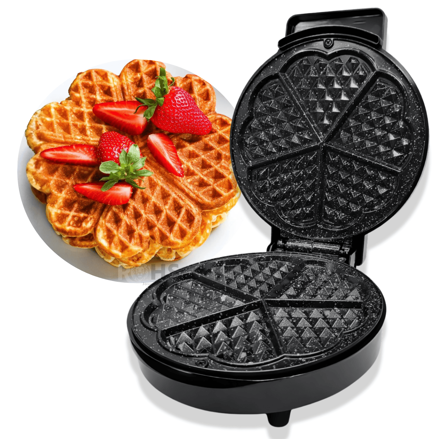 WAFFLERA ELÉCTRICA BOMA 1000W ANTIADHERENTE CON DISEÑO DE CORAZÓN 5 SECCIONES - 3