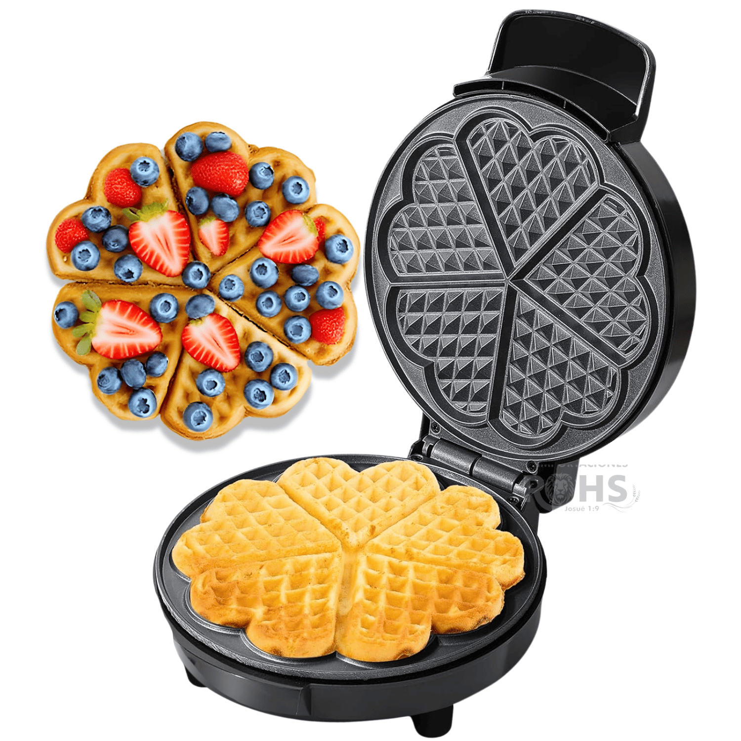 WAFFLERA ELÉCTRICA BOMA 1000W ANTIADHERENTE CON DISEÑO DE CORAZÓN 5 SECCIONES - 5
