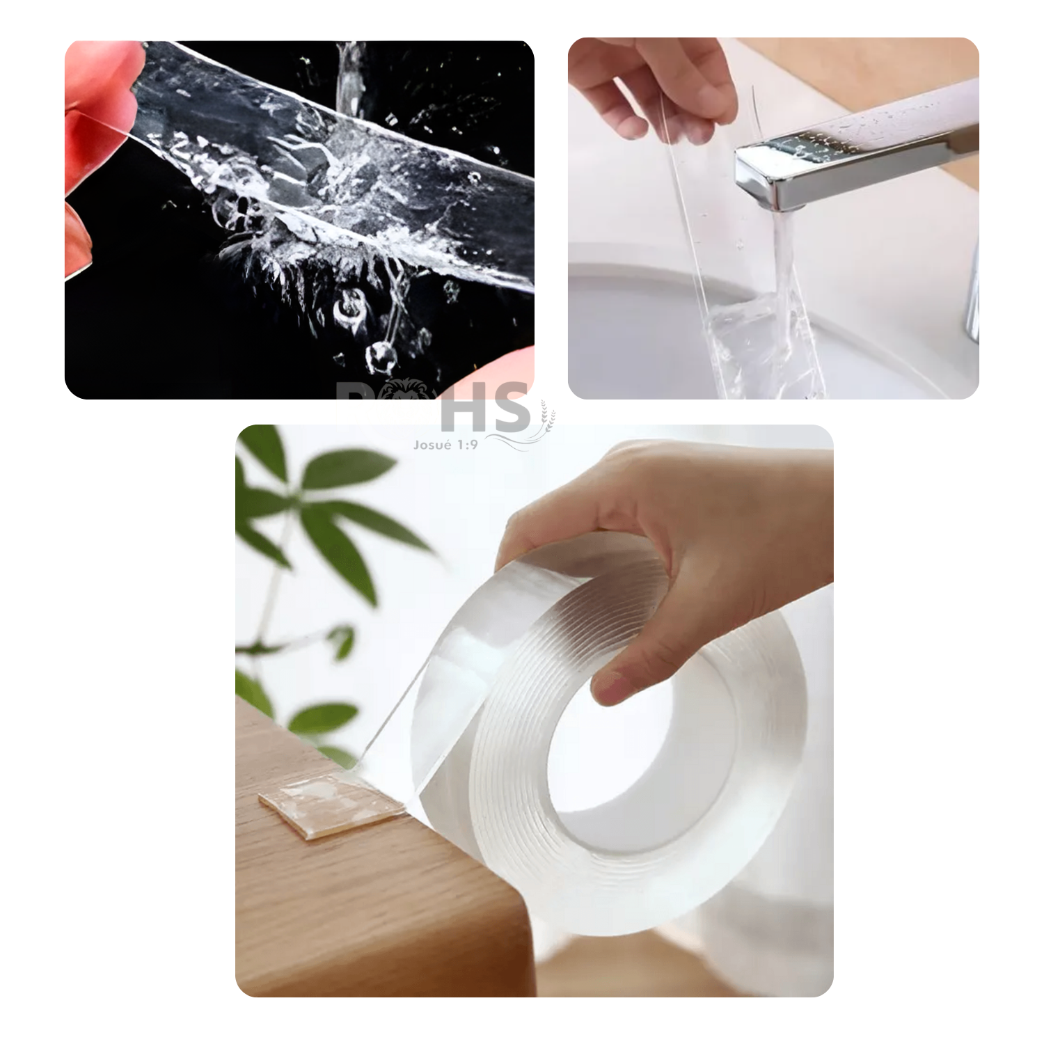 CINTA ADHESIVA DOBLE CARA RESISTENTE AL AGUA REUTILIZABLE PACK 2 UNIDADES - 8