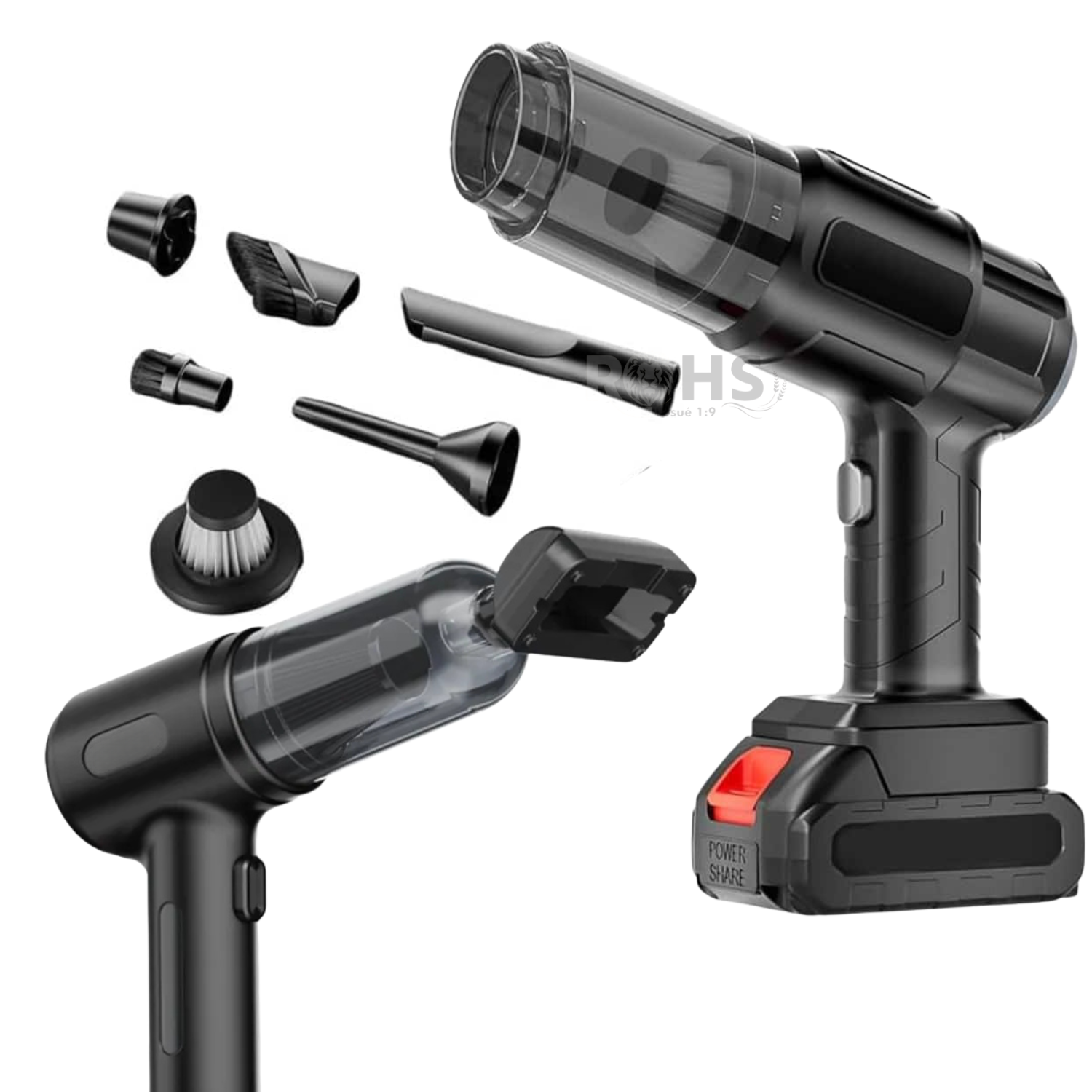 ASPIRADORA INALÁMBRICA PORTÁTIL RECARGABLE CON ACCESORIOS DE LIMPIEZA - 3