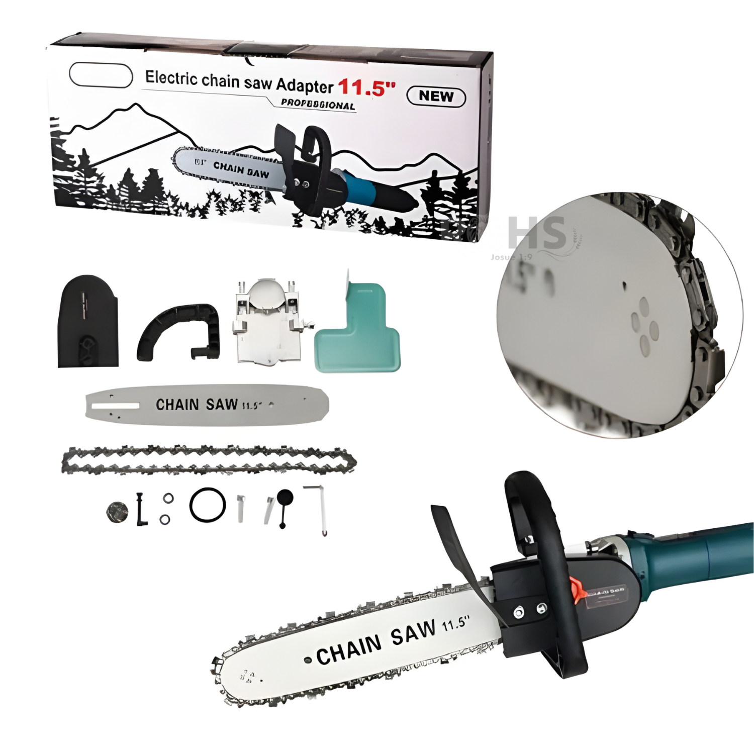 ADAPTADOR MOTOSIERRA PARA AMOLADORA 11.5 PULGADAS CON CADENA Y BARRA - 5