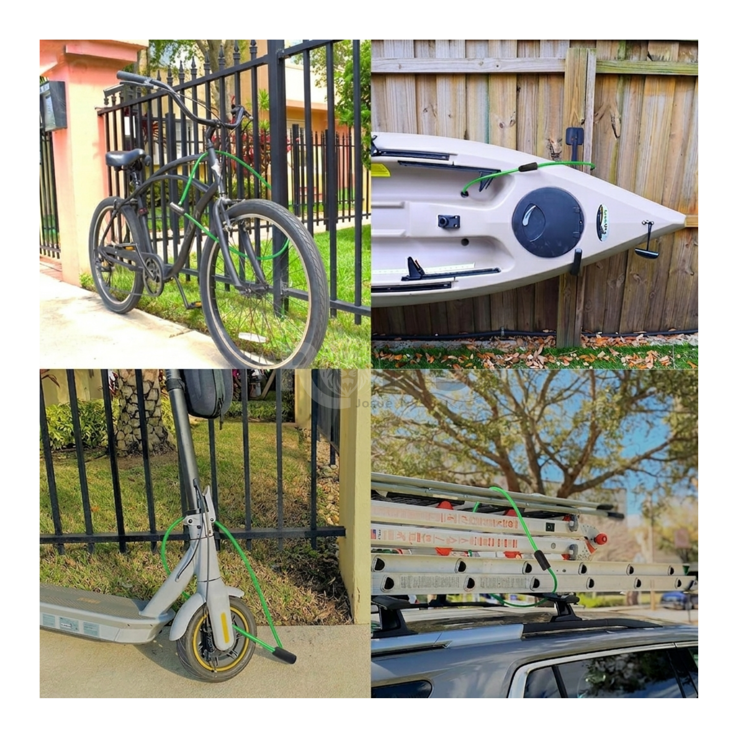 CANDADO PARA BICICLETA VERDE TIPO CABLE 150 CM CON LLAVE SEGURIDAD ANTIRROBO - 4