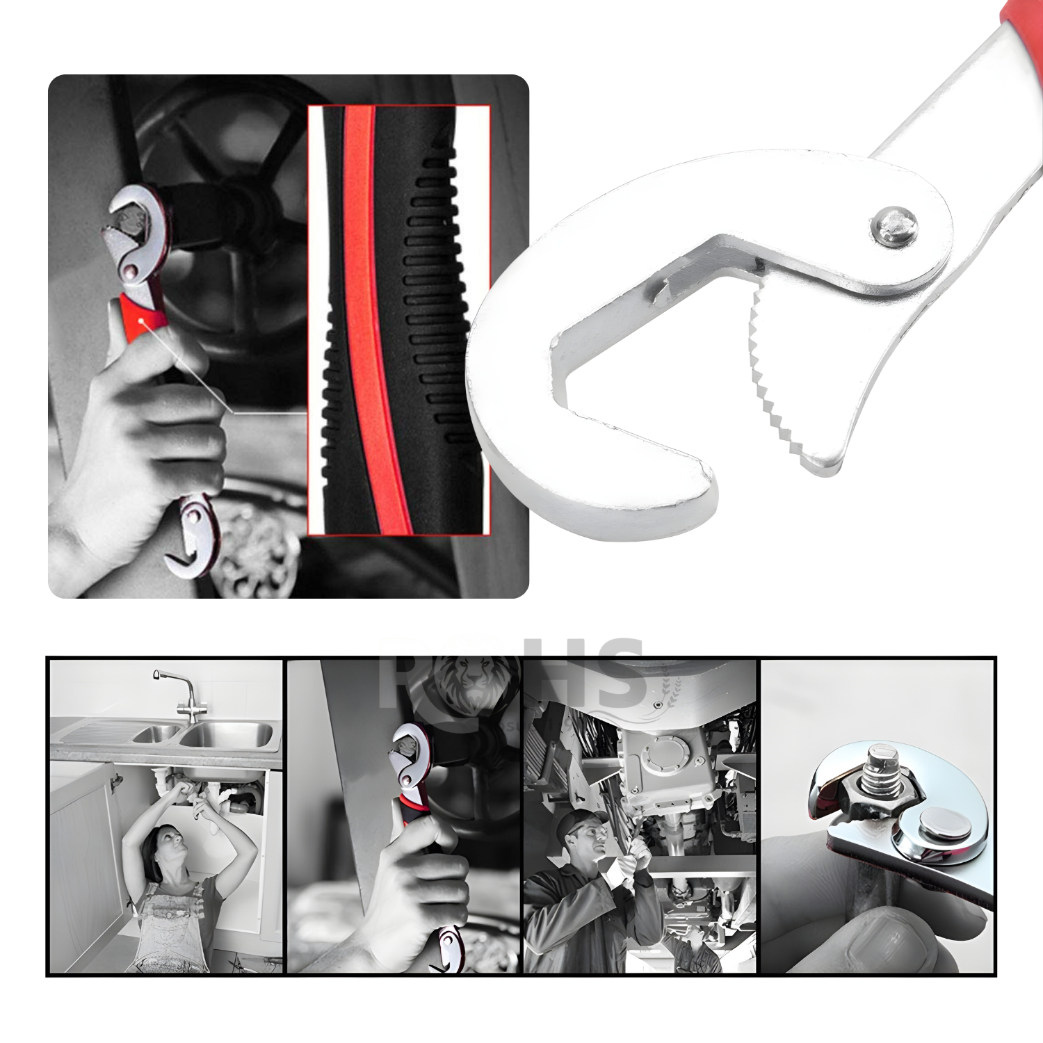 LLAVE UNIVERSAL AJUSTABLE MULTIUSO PARA TUERCAS Y TUBERÍAS CON MANGO ERGONÓMICO - 4
