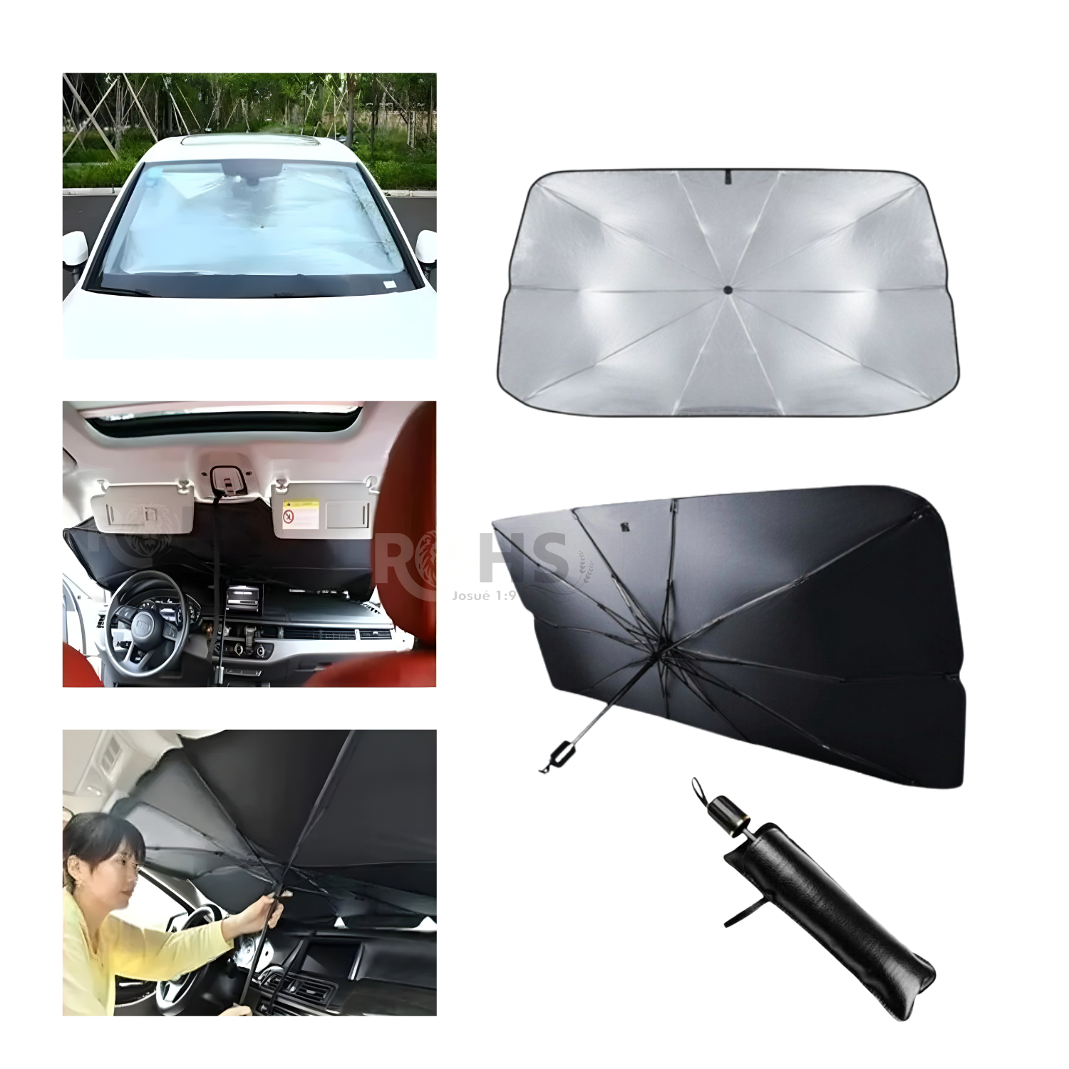 PARASOL PLEGABLE PARA PARABRISAS DE AUTO CON PROTECCIÓN SOLAR - 4
