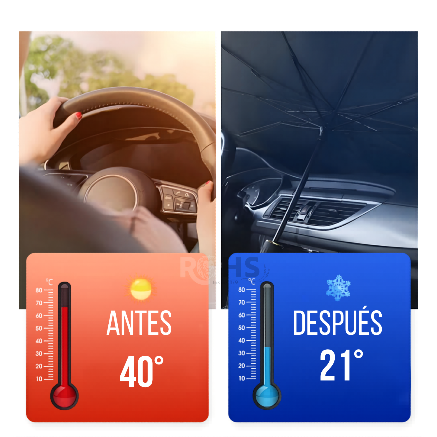 PARASOL PLEGABLE PARA PARABRISAS DE AUTO CON PROTECCIÓN SOLAR - 6