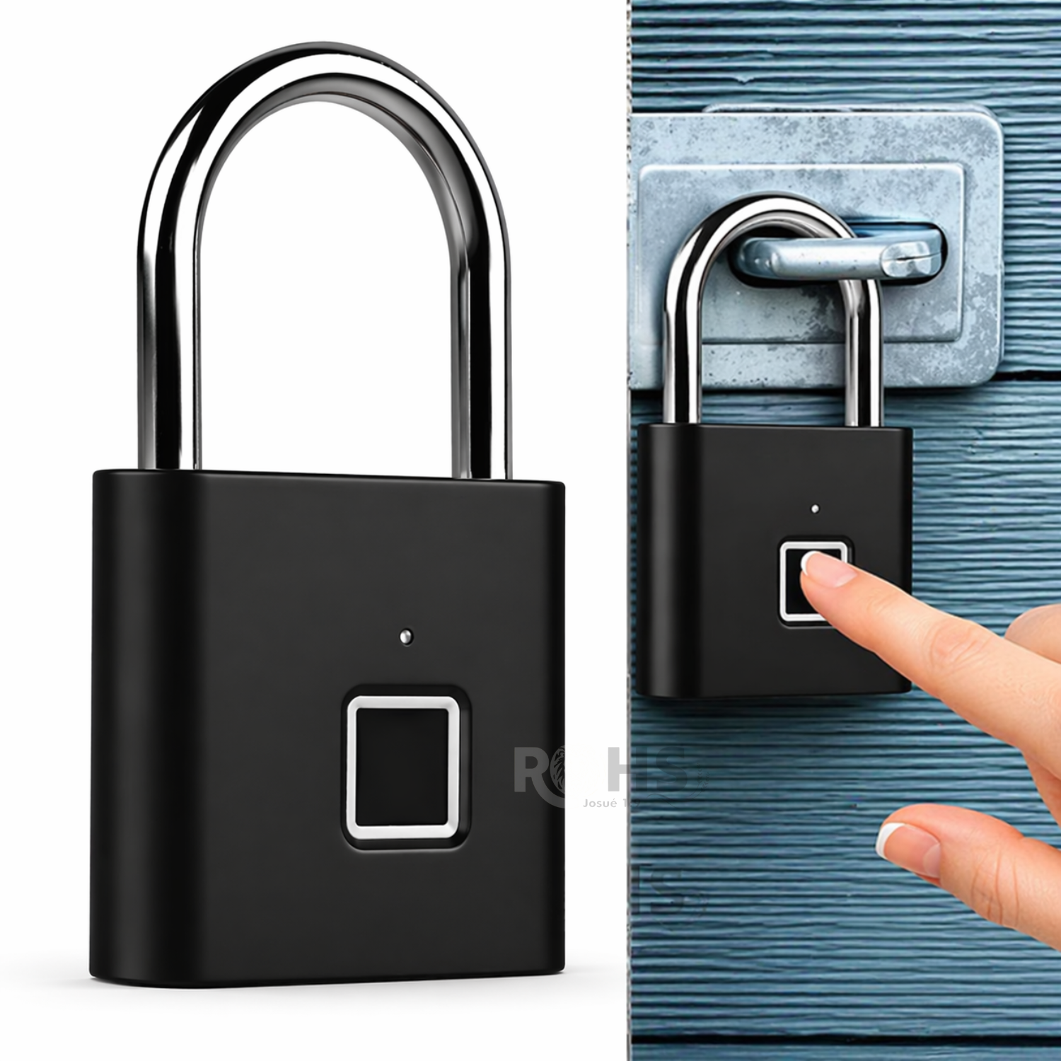 PACK X2 CANDADOS INTELIGENTES CON HUELLA DIGITAL RECARGABLES USB TIPO C NEGRO - 4
