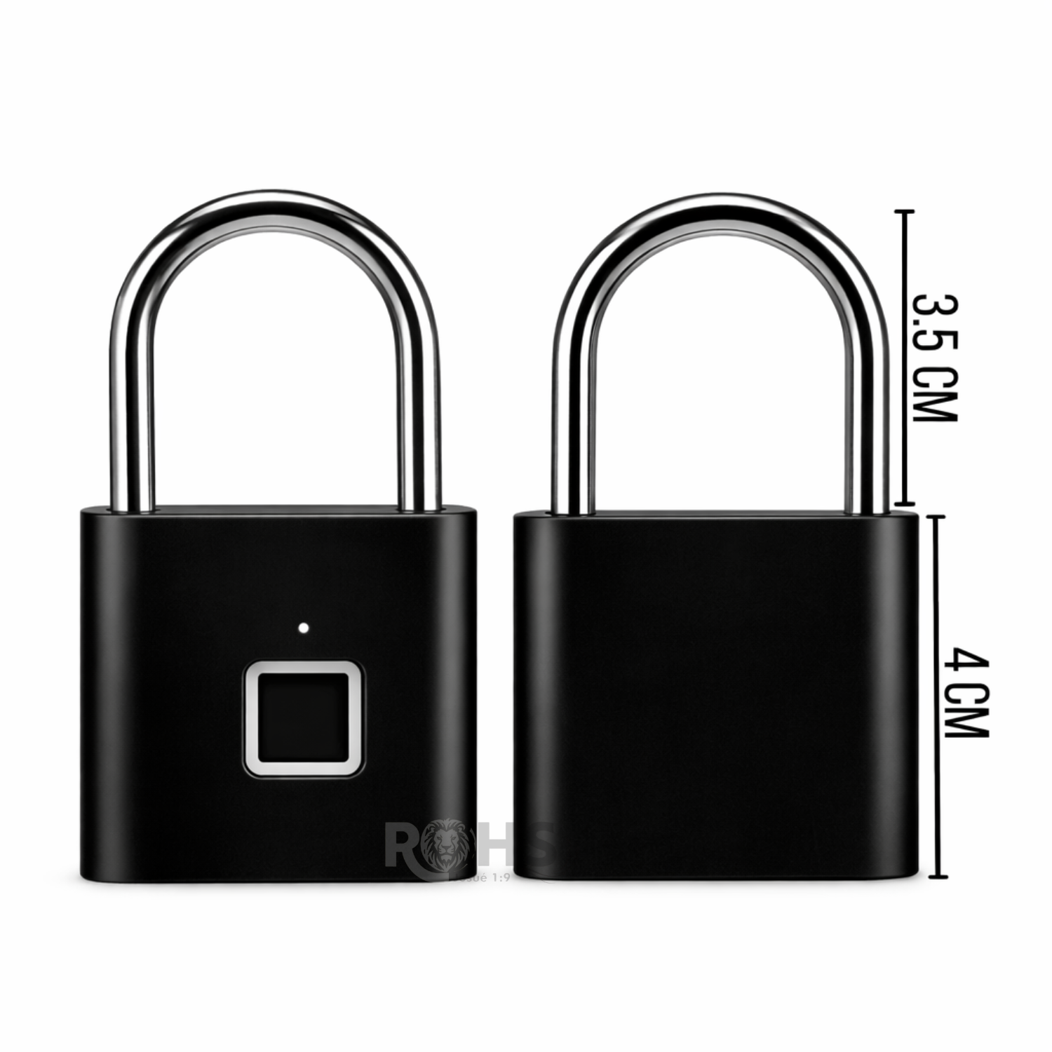 PACK X2 CANDADOS INTELIGENTES CON HUELLA DIGITAL RECARGABLES USB TIPO C NEGRO - 6