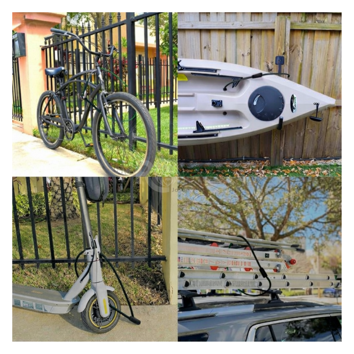PACK X2 CANDADOS PARA BICICLETA NEGRO 150 CM CABLE DE SEGURIDAD CON LLAVE ANTIRROBO - 4