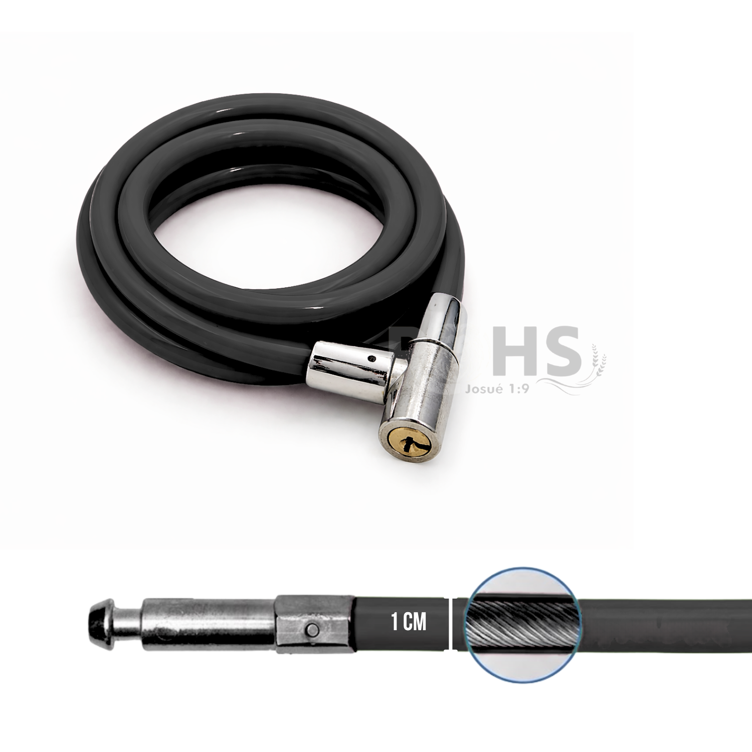 PACK X2 CANDADOS PARA BICICLETA NEGRO 150 CM CABLE DE SEGURIDAD CON LLAVE ANTIRROBO - 5
