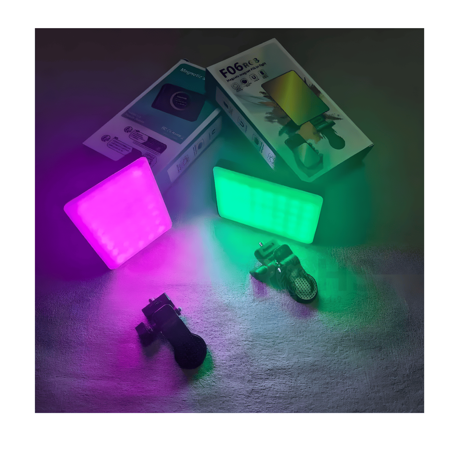 LUZ LED RGB PARA CELULAR F06 CON SOPORTE PLEGABLE ILUMINACIÓN AJUSTABLE PARA FOTO Y VIDEO - 3