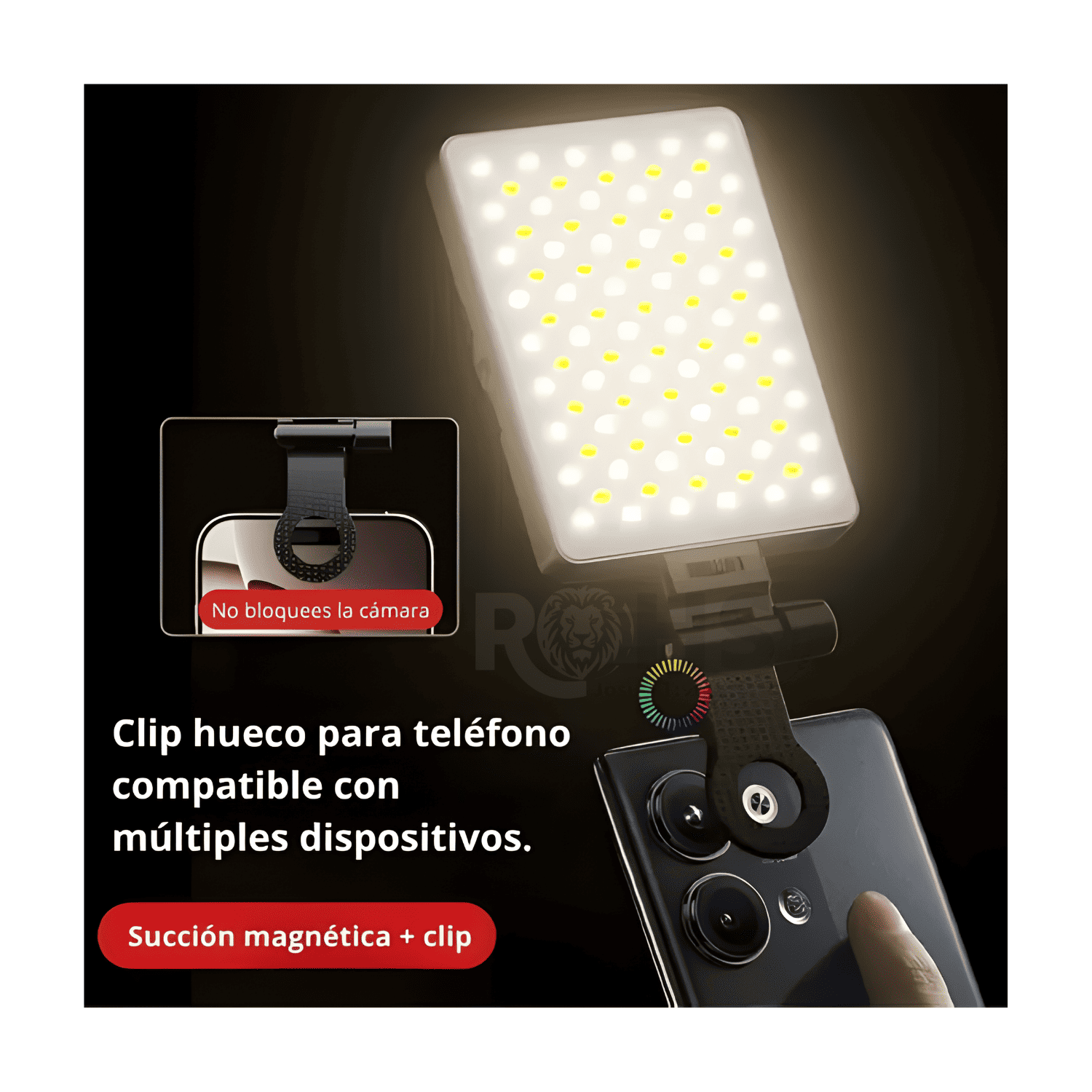 LUZ LED RGB PARA CELULAR F06 CON SOPORTE PLEGABLE ILUMINACIÓN AJUSTABLE PARA FOTO Y VIDEO - 7